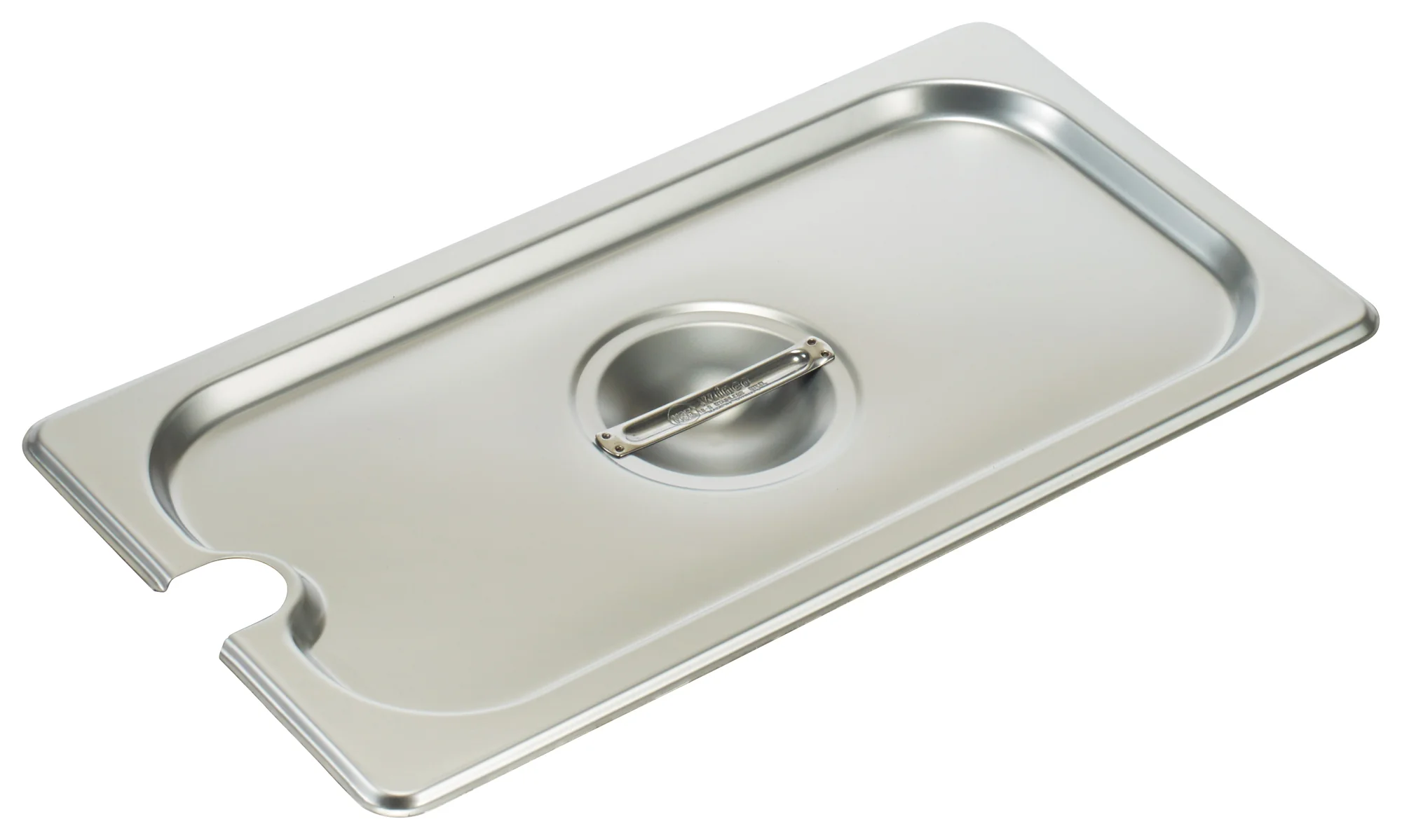 Winco SPCT 1/3 Size Slotted Steam Table Pan Cover with Handle Stainless Steel - Image 2