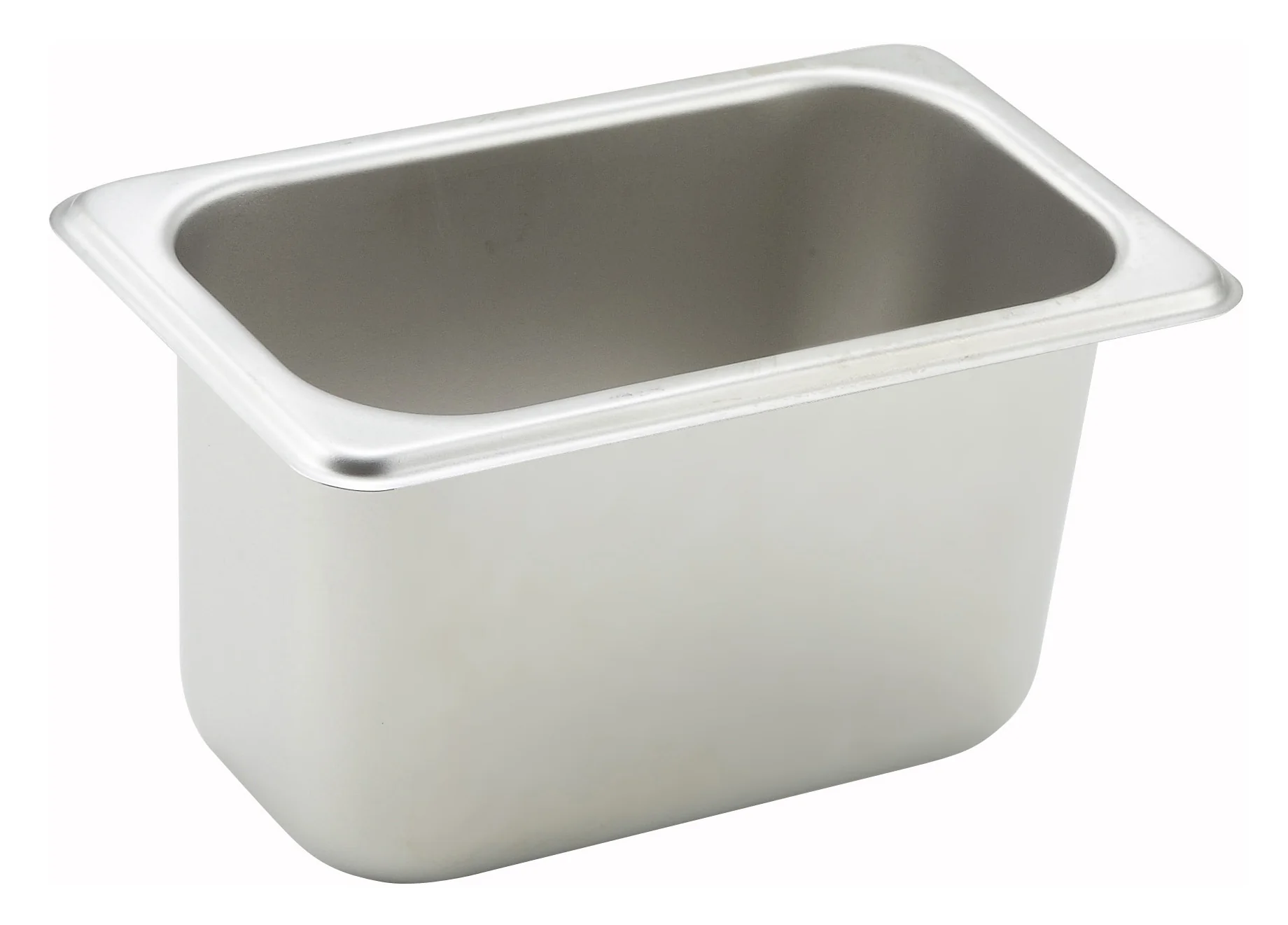 Winco SPN4 6-3/4 Inch 1/9 Size Steam Table Pan 25 Gauge Stainless Steel with Straight Sides - Image 2