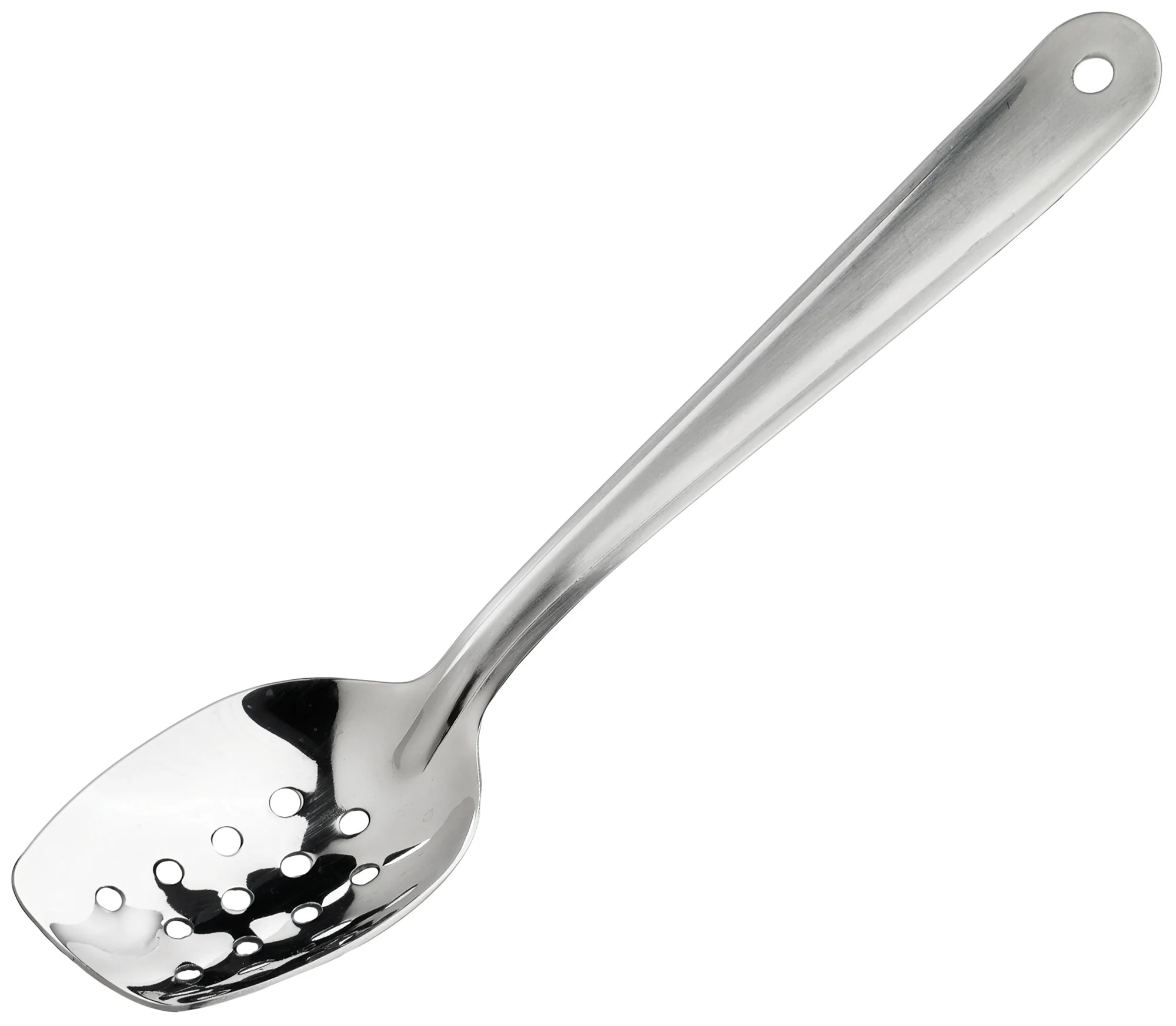 Winco SPS-P10 10 Inch Slanted Perforated Plating Spoon Stainless Steel Satin - Image 2