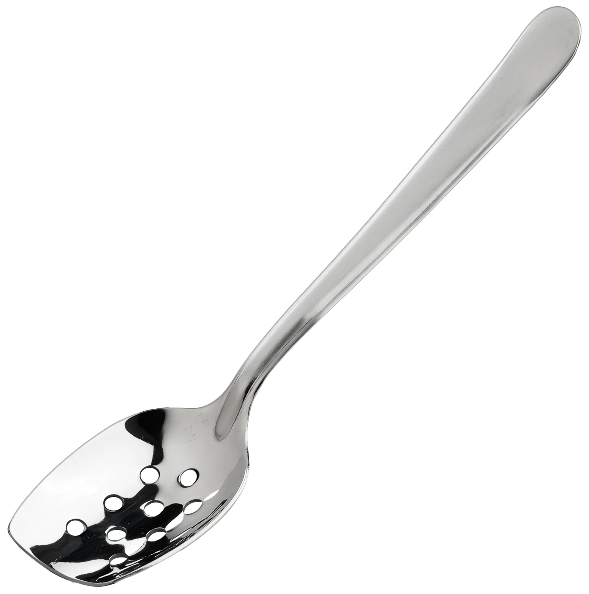 Winco SPS-P8 8 Inch Perforated Slanted Plating Spoon Stainless Steel Dishwasher Safe - Image 2