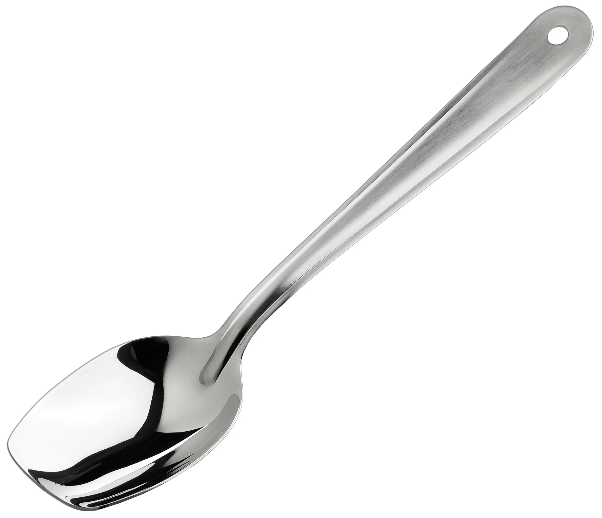 Winco SPS-S10 10 Inch Slanted Plating Spoon Solid Dishwasher Safe Stainless Steel Satin Finish - Image 2