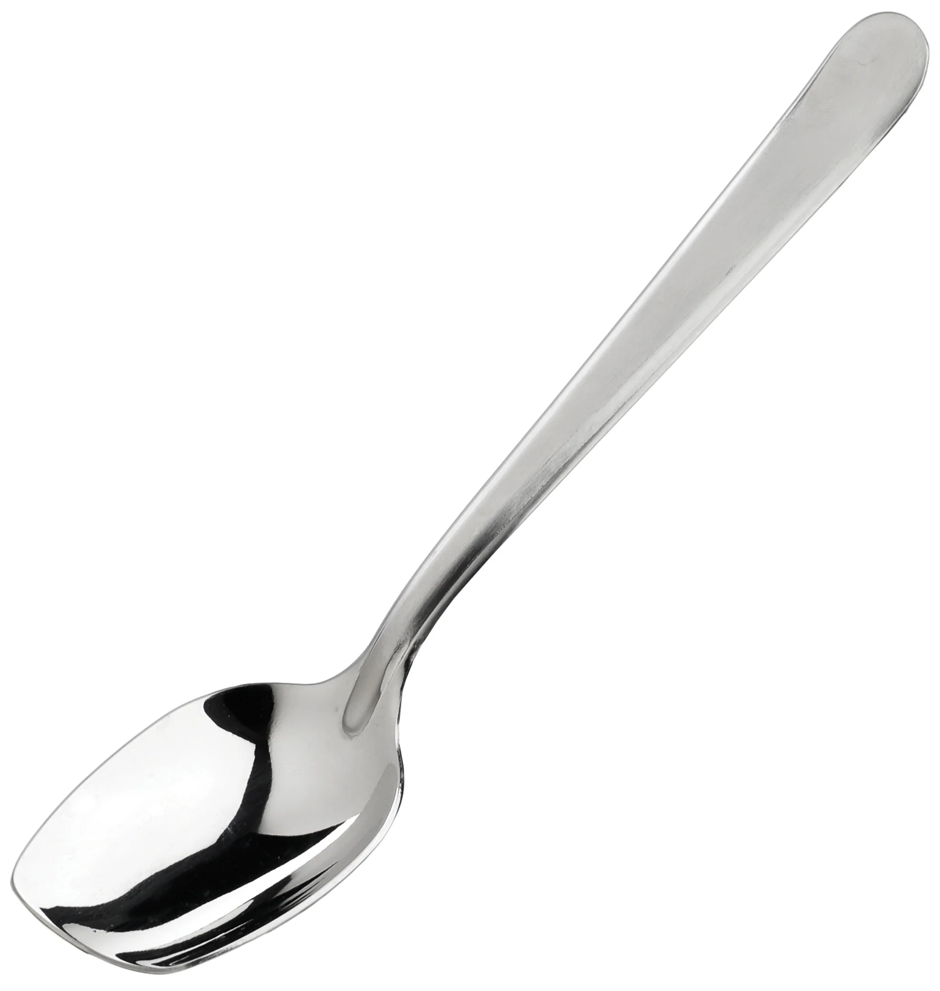 Winco SPS-S8 8 Inch Plating Spoon Slanted Solid Dishwasher Safe Stainless Steel Satin Finish - Image 2