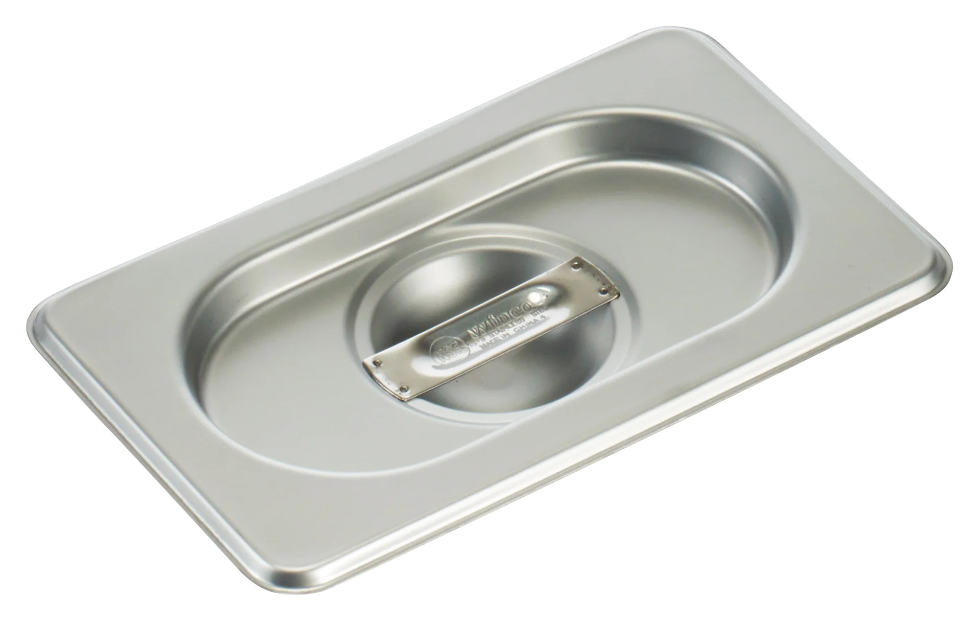 Winco SPSCN-GN 1/9 GN Size Steam Table Pan Cover Solid Stainless Steel with Handle - Image 2