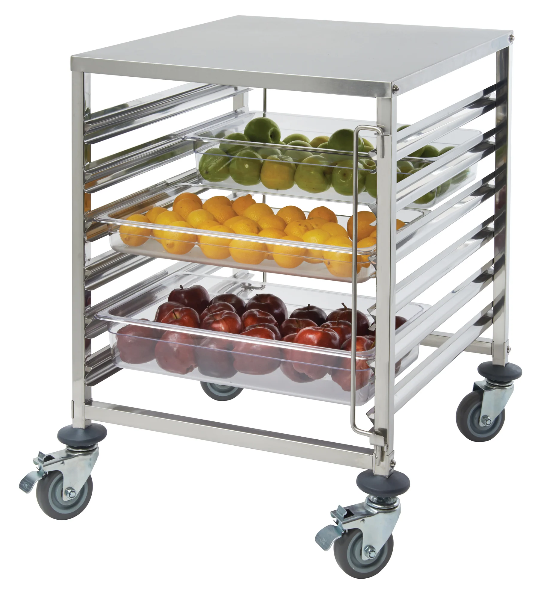 Winco SRK-12D 26 Inch 12-Tier Mobile Under-counter Pan Rack Stainless Steel - Image 3