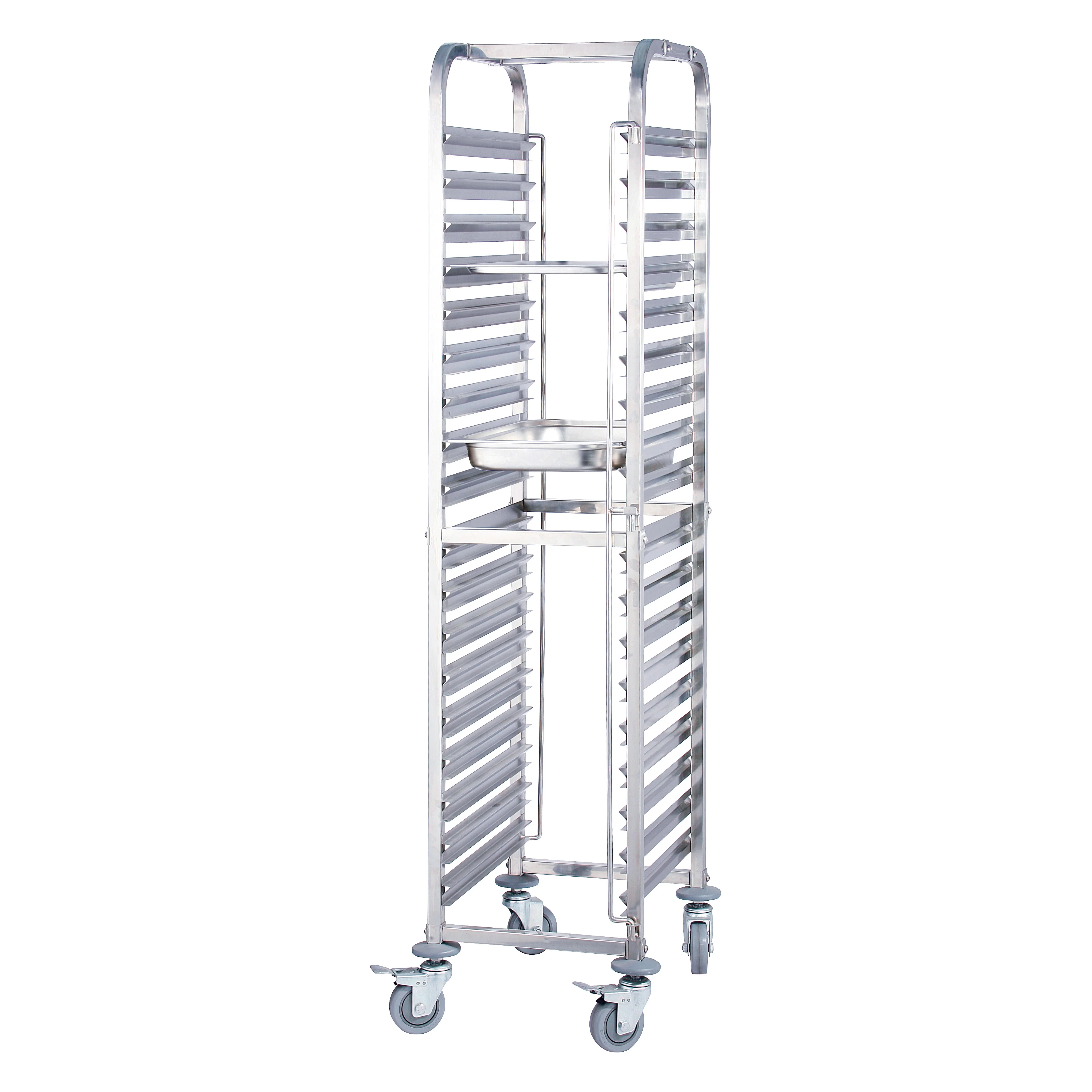 Winco SRK-36 21-5/8 Inch Mobile Steam Table Pan Rack 36 Tier Stainless Steel with Caster Brakes - Image 3