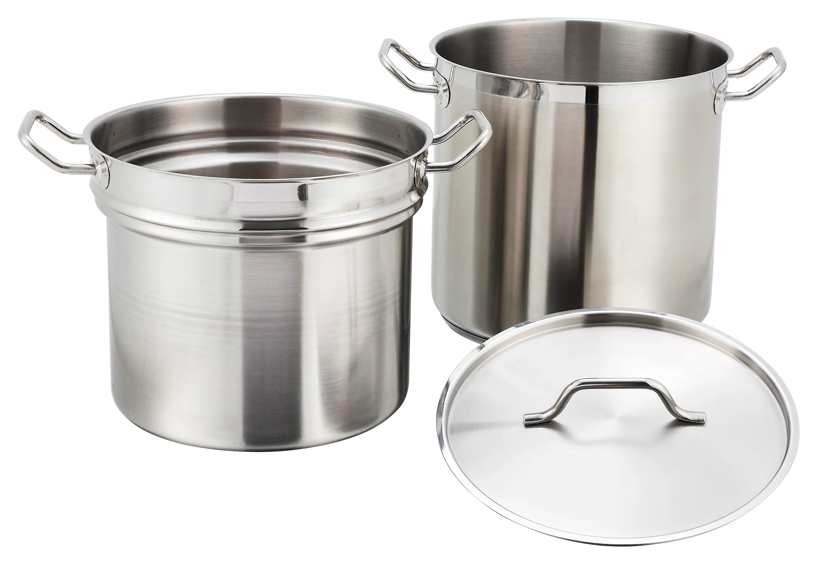 Winco SSDB-16 16 Quart Double Boiler with Cover Induction Ready Aluminum Core Stainless Steel - Image 2