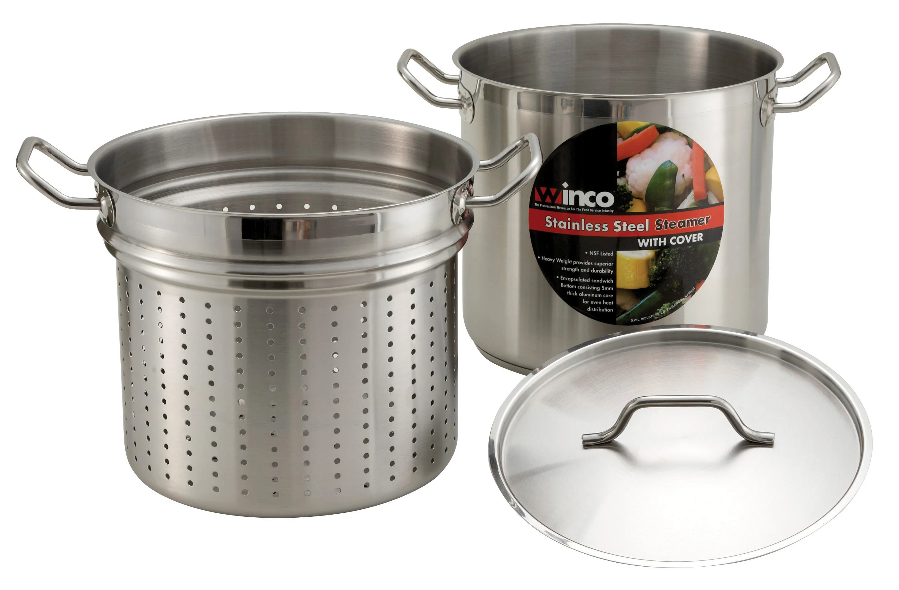 Winco SSDB-8S 8 Quart Steamer/Pasta Cooker Induction Ready with Perforated Design - Image 4