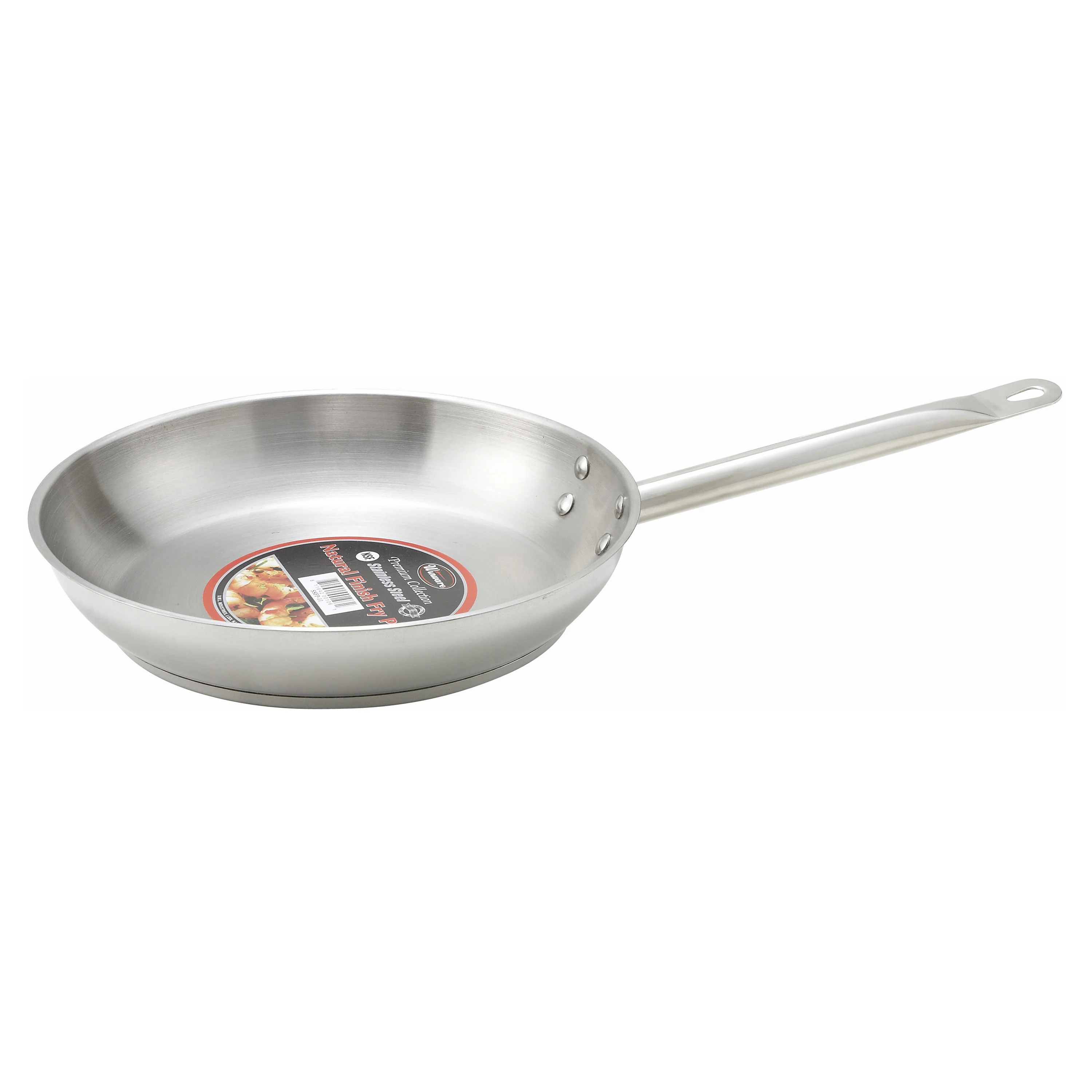 Winco SSFP-8 8 Inch Fry Pan Induction Ready Riveted Handle Tri-Ply Aluminum Core Stainless Steel - Image 3