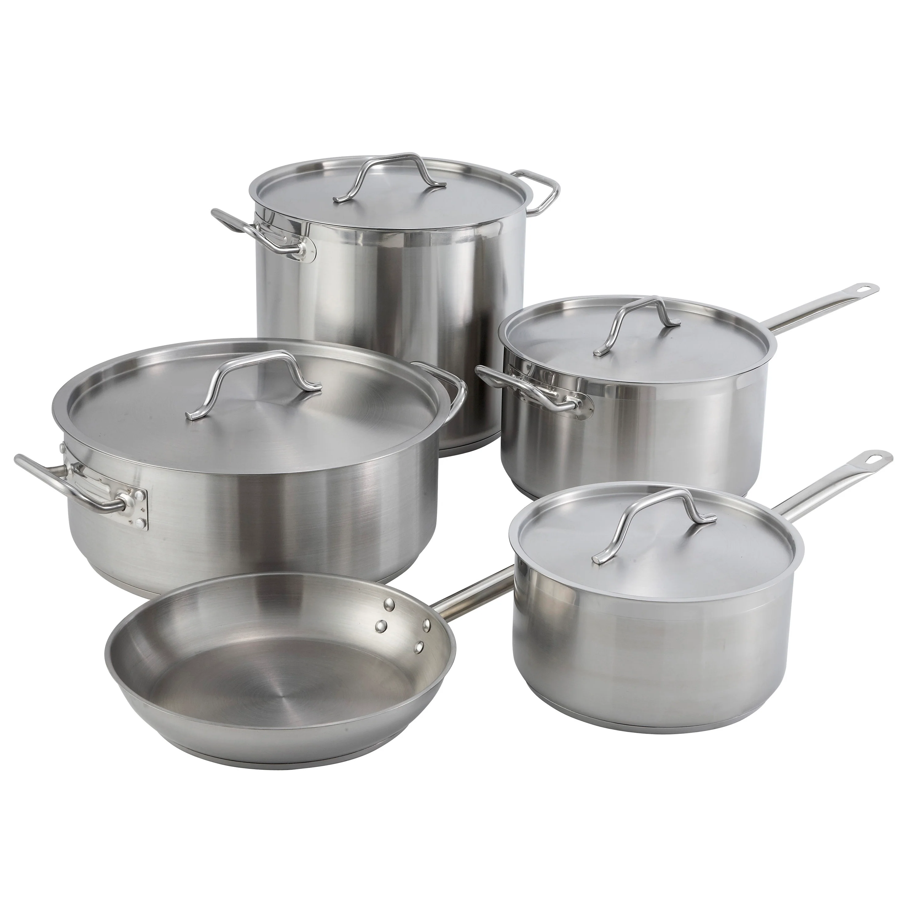 Winco SSFP-9 9-1/2 Inch Fry Pan Tri-Ply Aluminum Core Riveted Handle Stainless Steel - Image 3