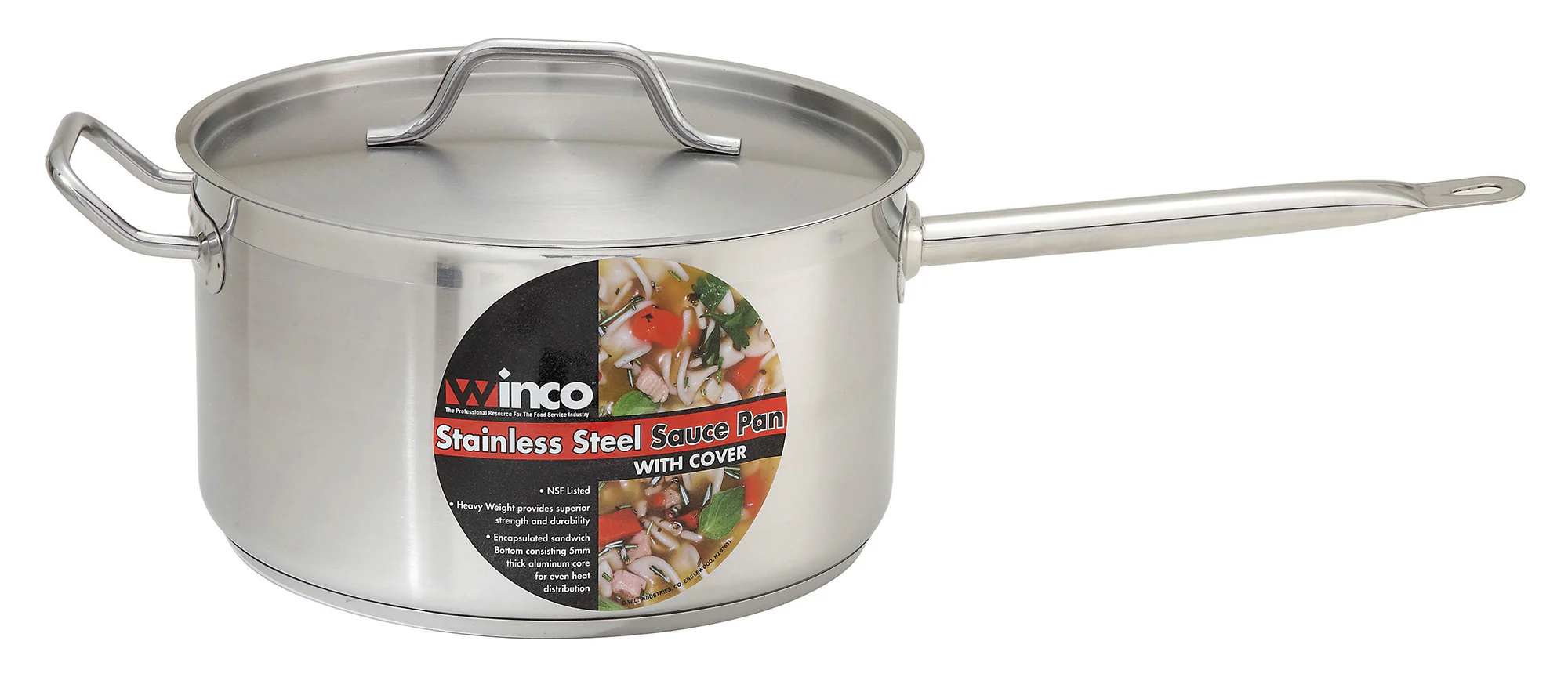 Winco SSSP-10 10 Quart Sauce Pan with Cover Stainless Steel Induction Ready - Image 2