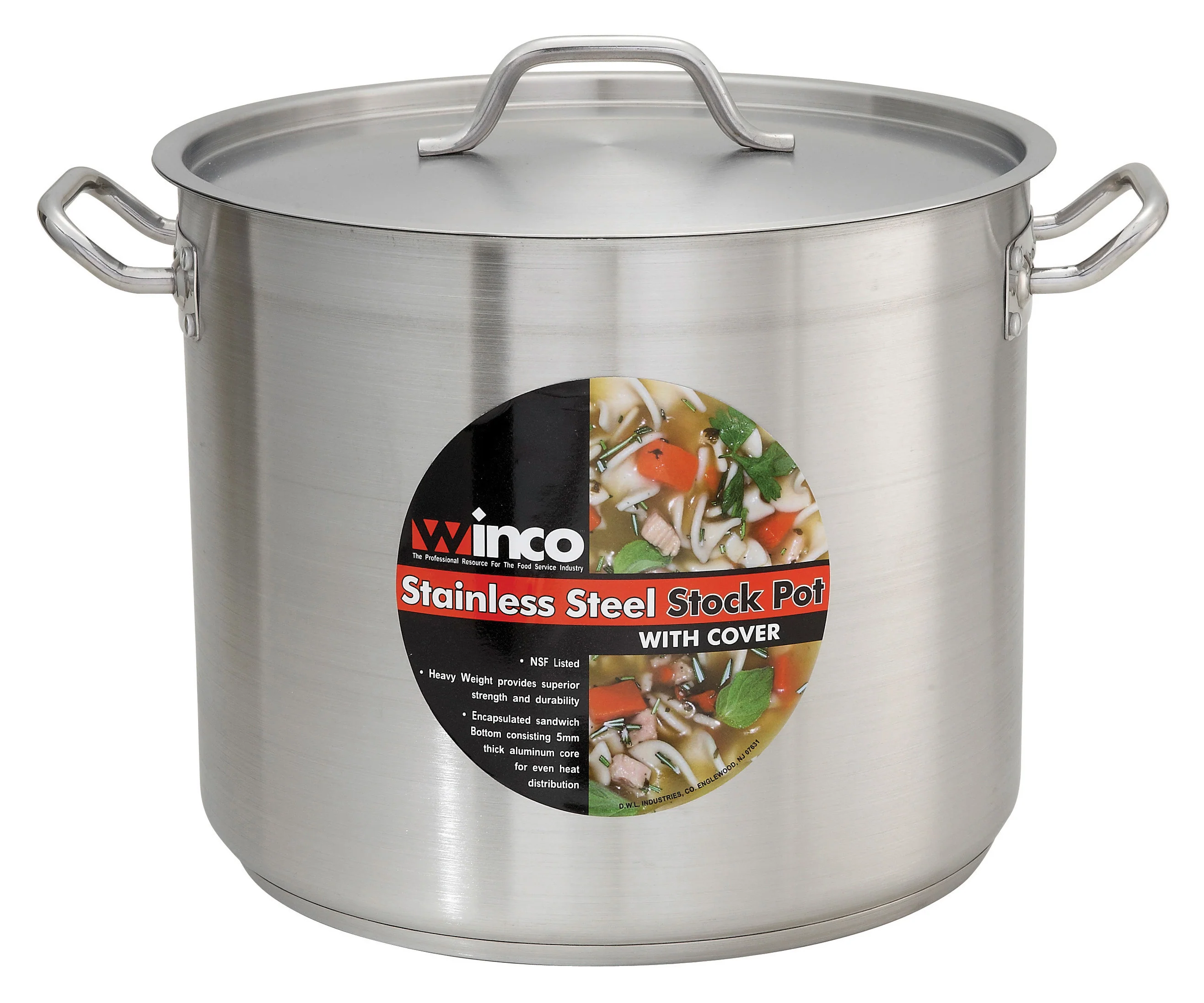 Winco SST-40 40 Quart Induction Stock Pot With Cover Welded Handles - Image 3
