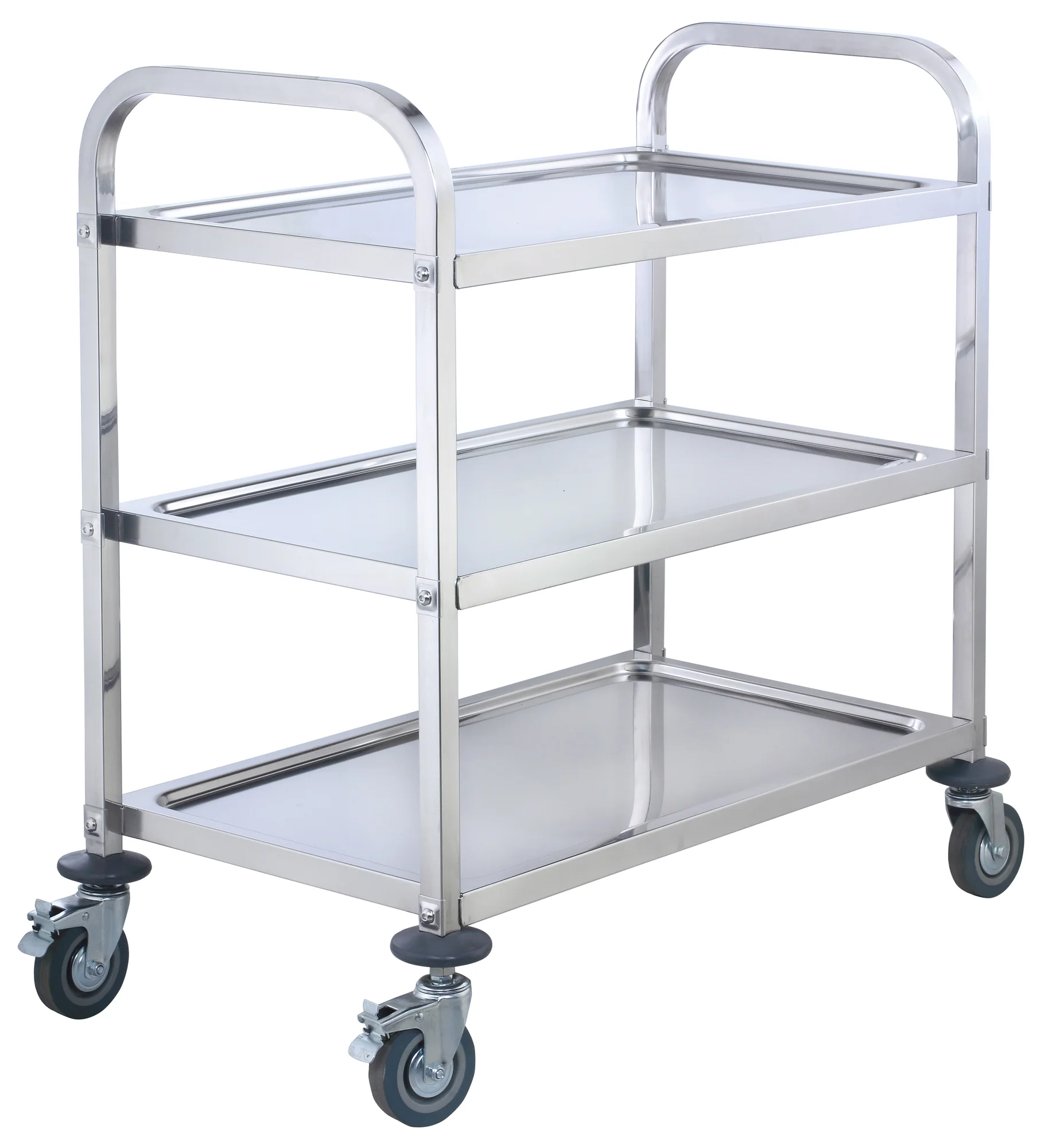 Winco SUC-30 30 Inch Trolley 3-tier Stainless Steel with Wheels and Handles - Image 2