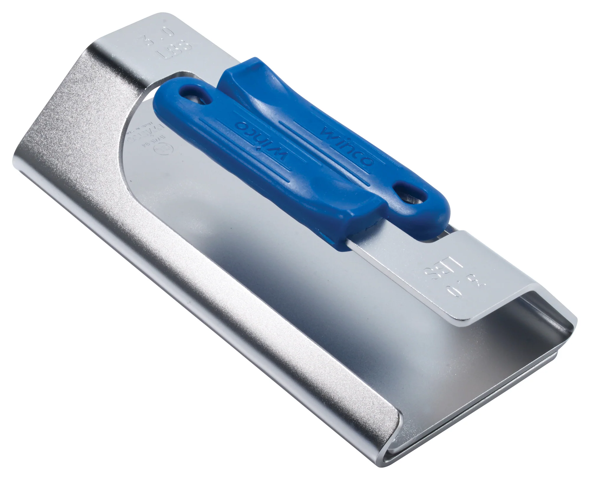 Winco SWS-94 3 lbs Steak Weight 9-3/4 Inch with Blue Silicon Handle Stainless Steel - Image 3
