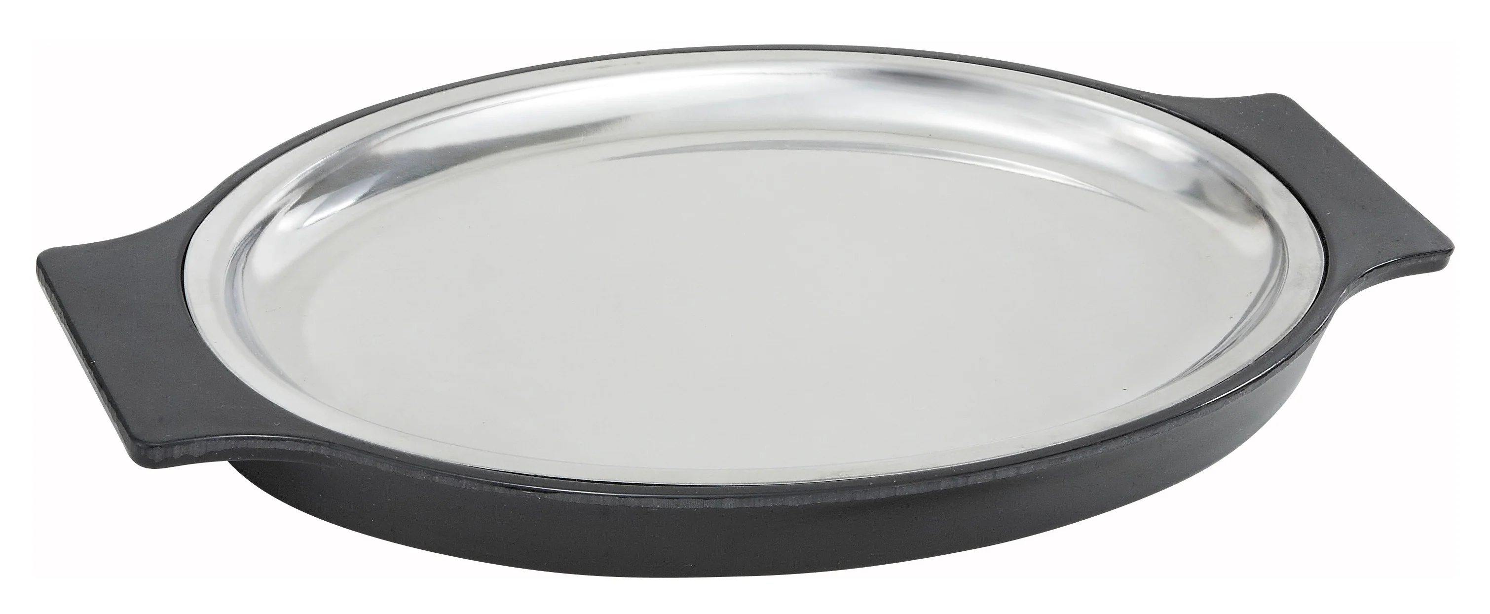 Winco SWU-11 11 Inch Oval Underliner for Sizzling Platter Plastic Black - Image 2