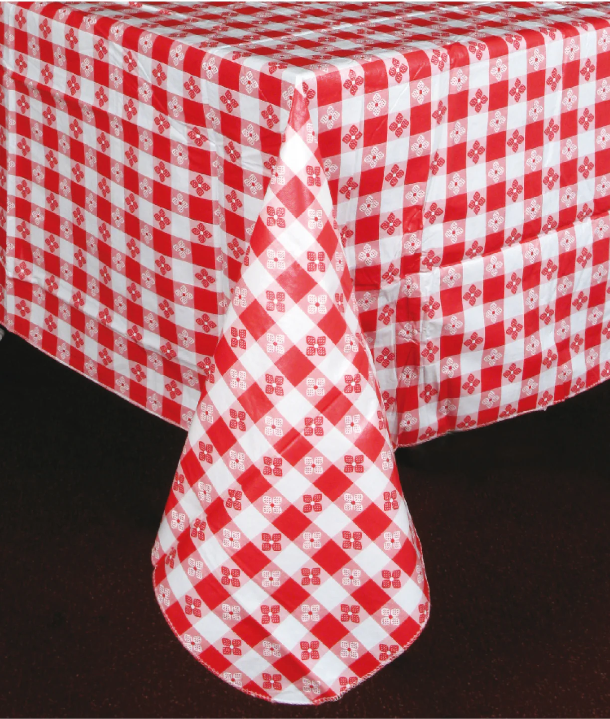 Winco TBCS-52R 52 Inch Square Table Cloth Red Checkerboard PVC Material - Image 2