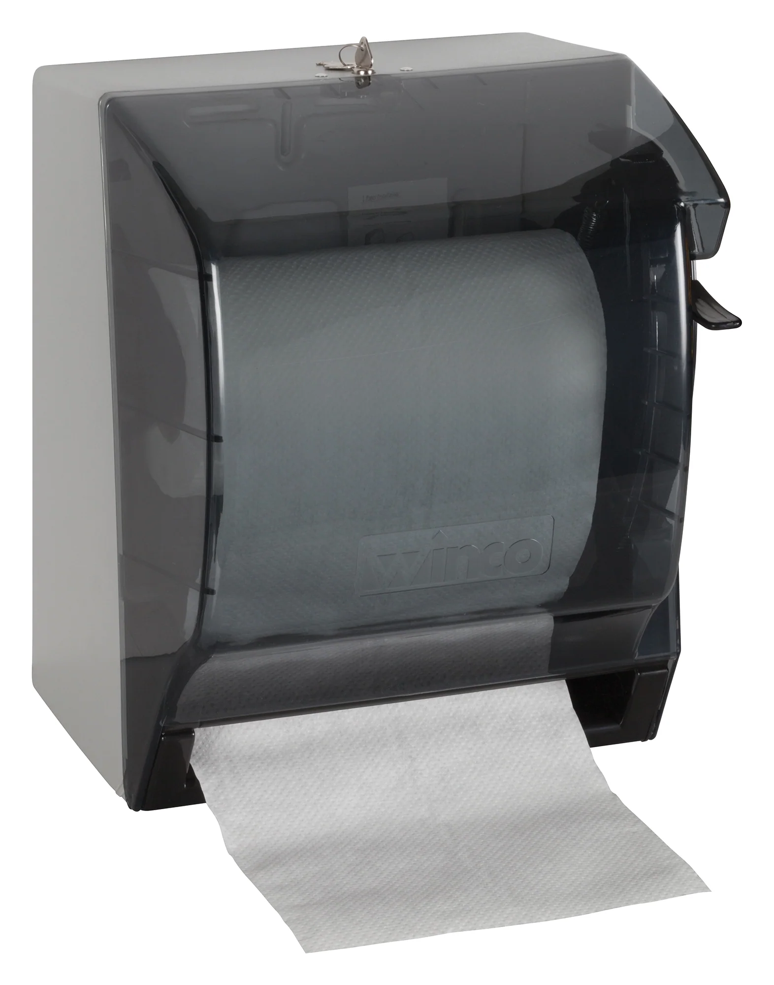 Winco TD-500 7-1/2 Inch Diameter Round Paper Towel Dispenser Plastic Black - Image 3