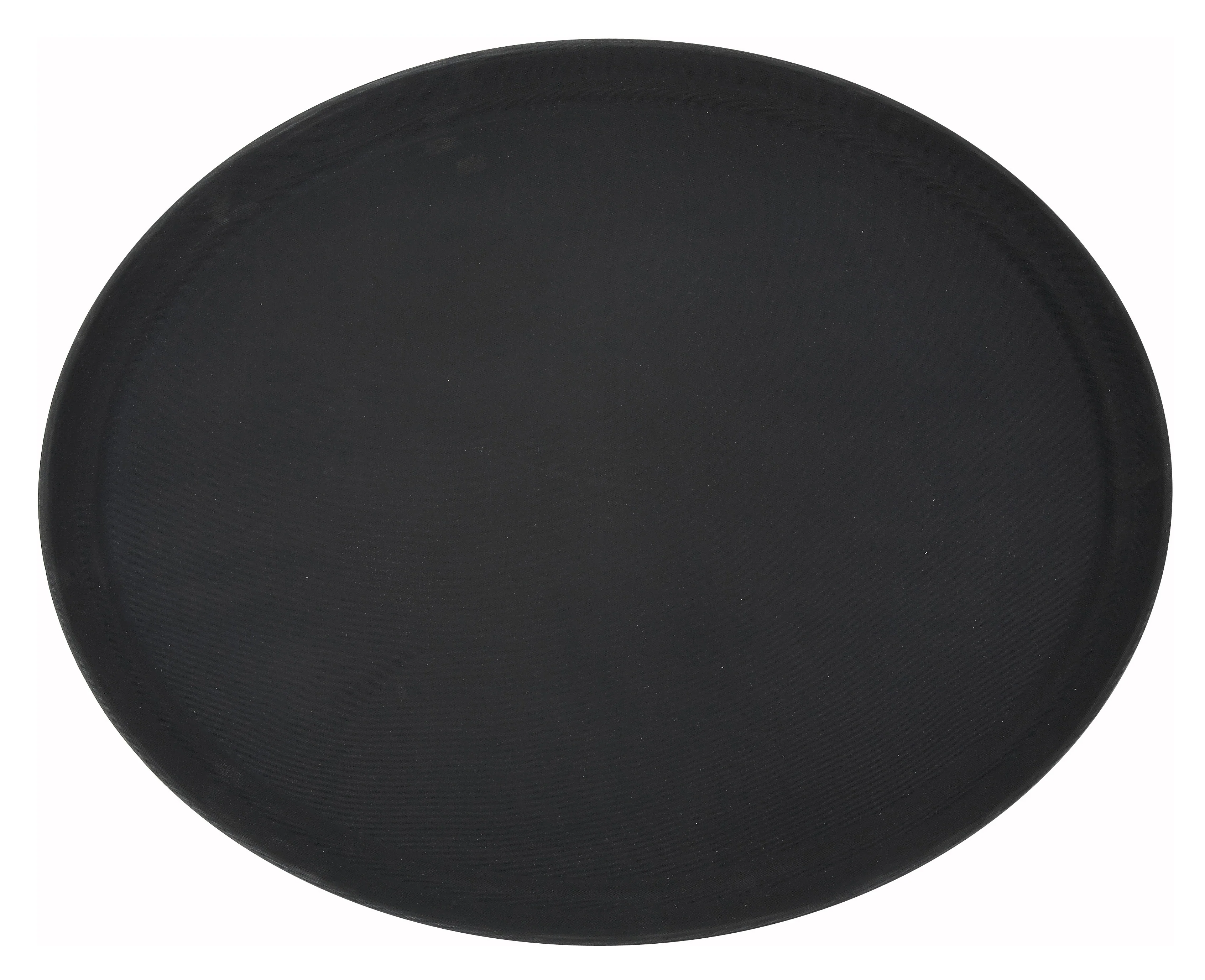 Winco TFG-2622K 26 Inch Serving Tray Deluxe Oval Non-Slip Fiberglass Black - Image 2