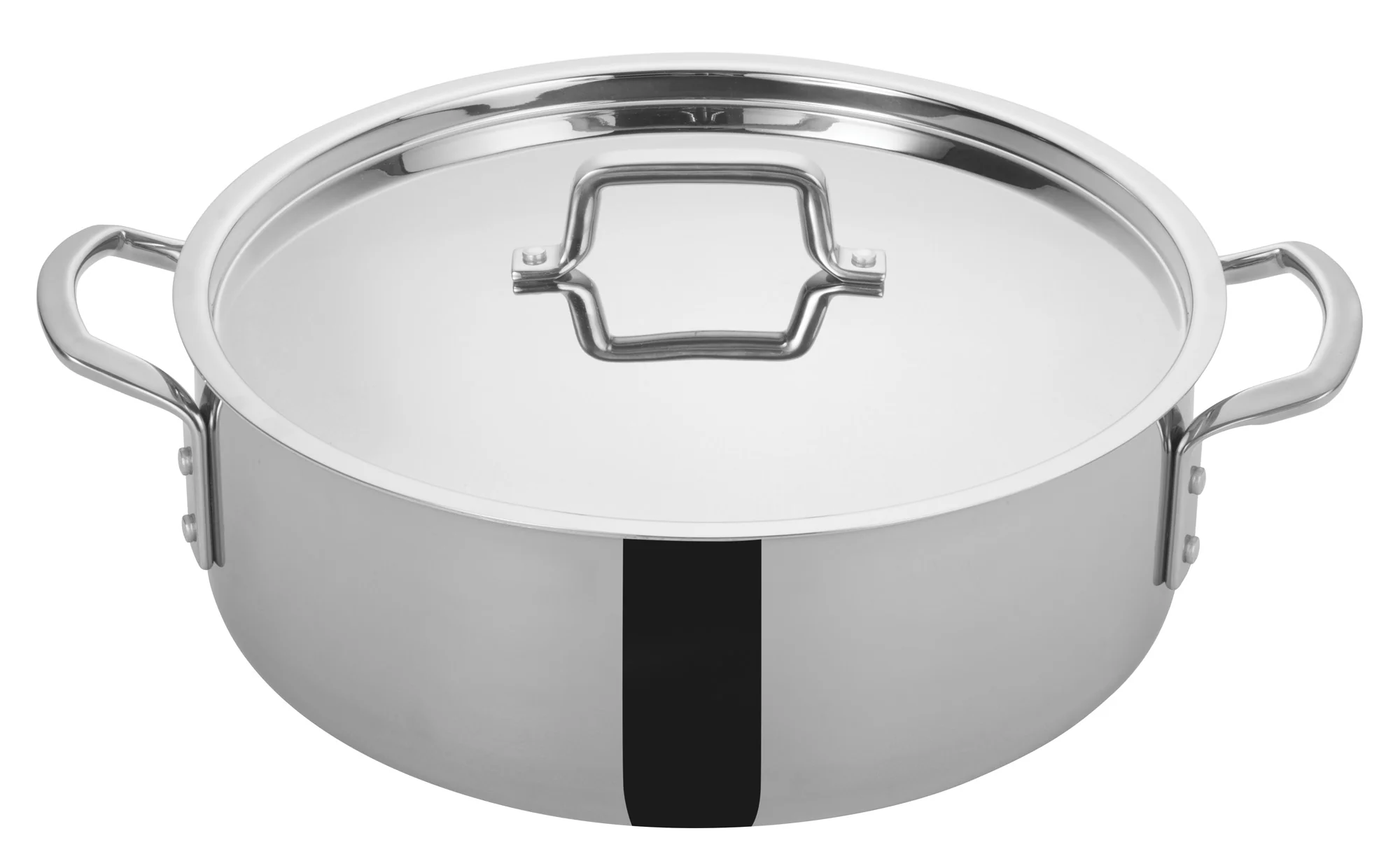 Winco TGBZ-14 14 Quart Tri-Gen Brazier Pan with Cover Induction Ready Stainless Steel - Image 2