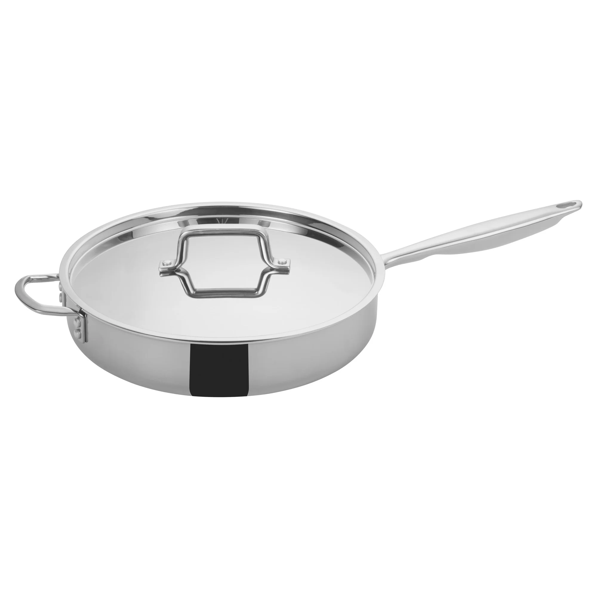 Winco TGET-6 6 Qt Induction Ready Sauté Pan with Cover and Riveted Handle - Image 2