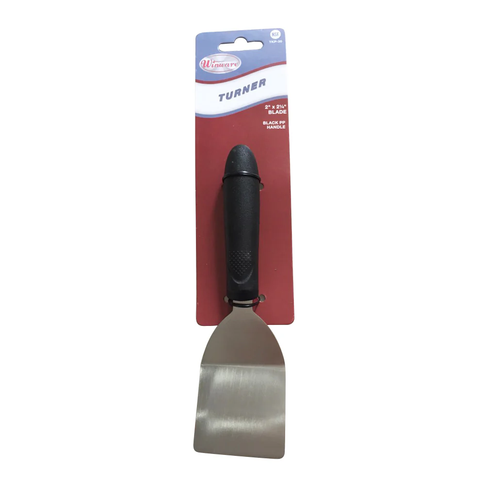 Winco TKP-30 2 Inch Mini Turner Offset Dishwasher Safe Stainless Steel Black - Image 4
