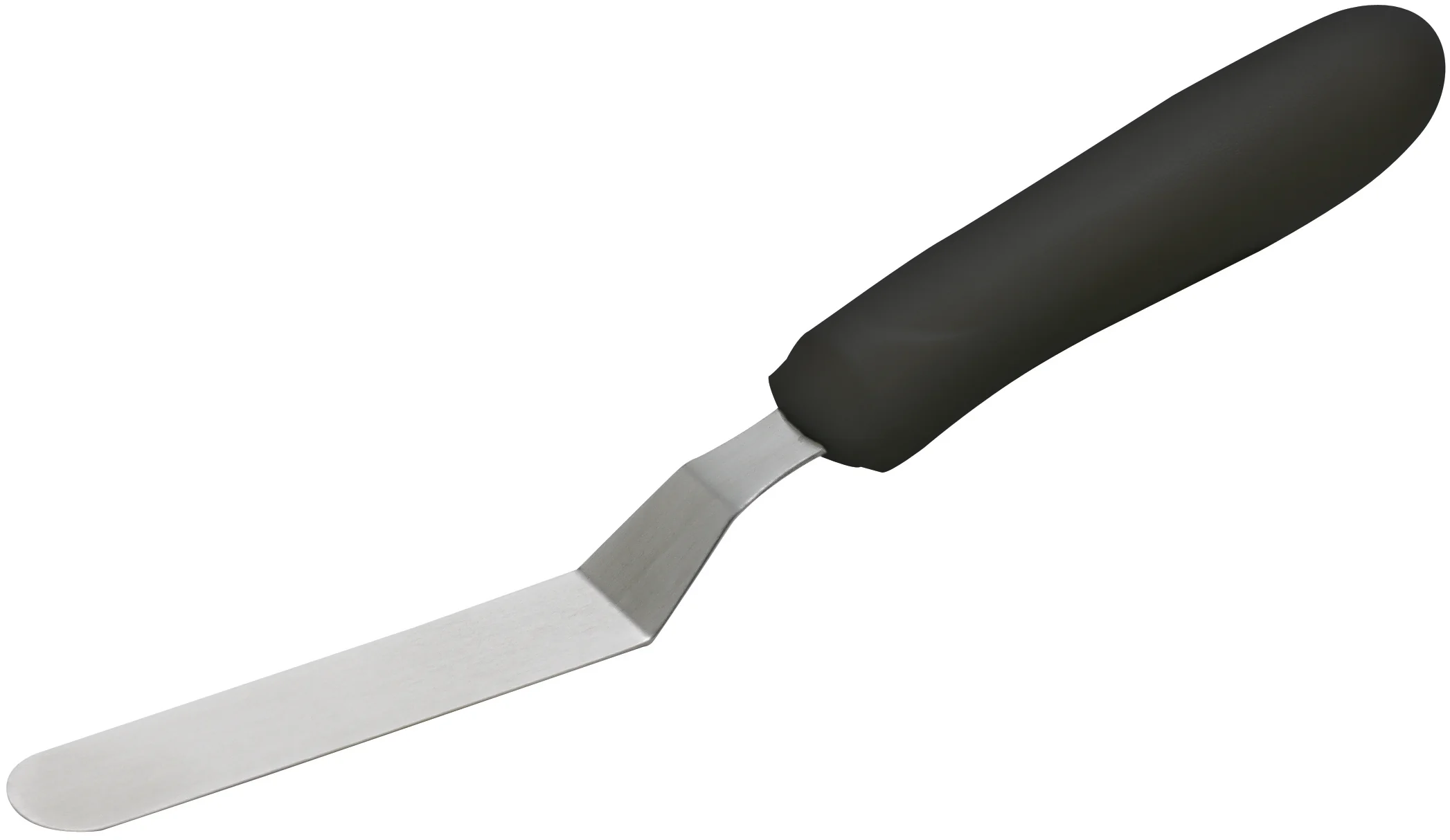 Winco TKPO-4 3-1/2 Inch Offset Spatula Dishwasher Safe Slip-Resistant Handle Stainless Steel Black Satin Finish