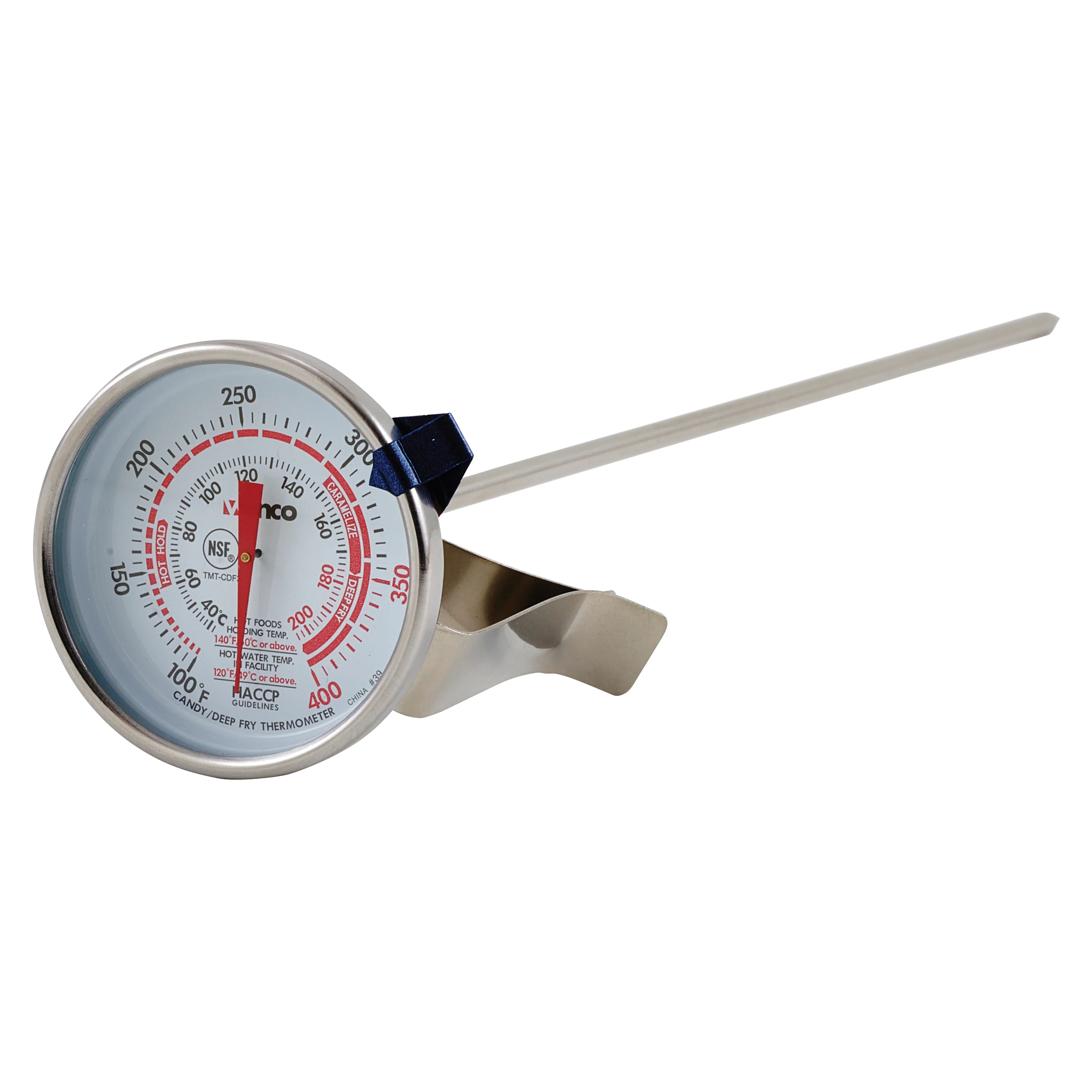 Winco TMT-CDF3 12 Inch Candy Deep Fry Thermometer with Stem Pot Clip - Image 2