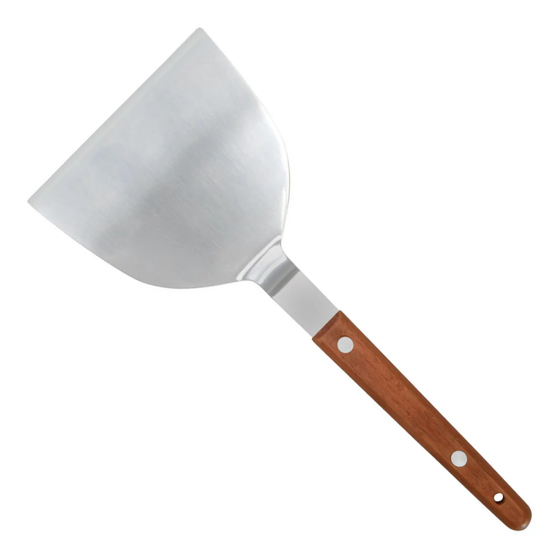 Winco TN43 4 Inch Stainless Steel Teppanyaki Turner with Wood Handle Satin Finish - Image 2