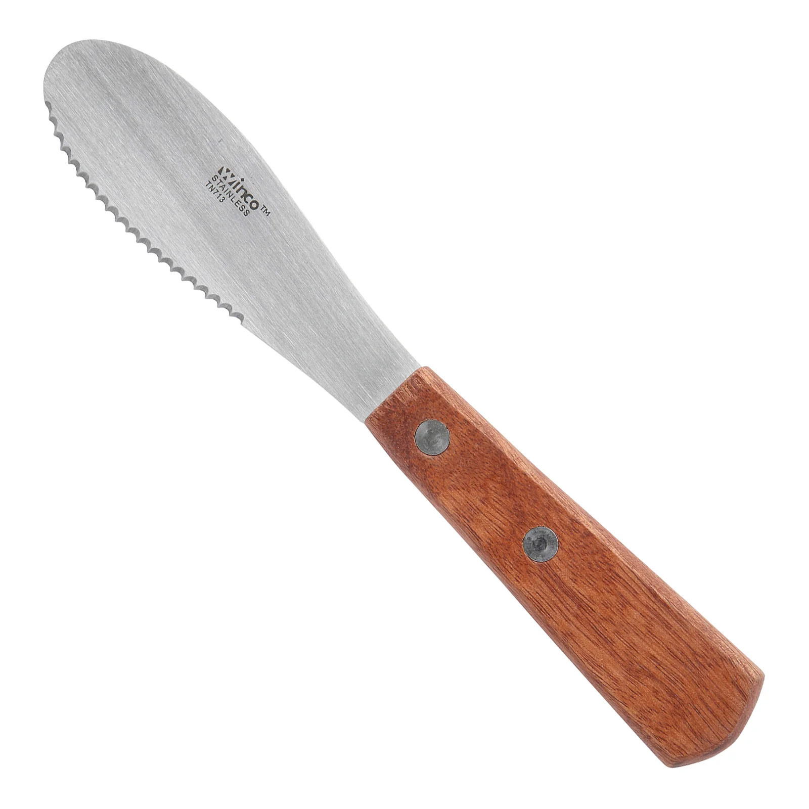 Winco TN713 7-1/2 Inch Overall Wooden Handle Sandwich Spreader Stainless Steel