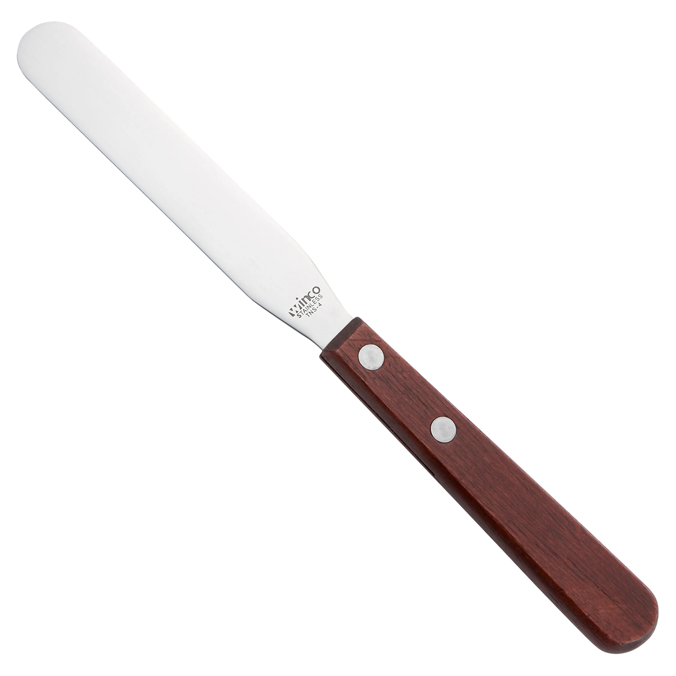 Winco TNS-4 4 Inch Blade Bakery Spatula Wood Handle Stainless Steel Satin Finish - Image 2