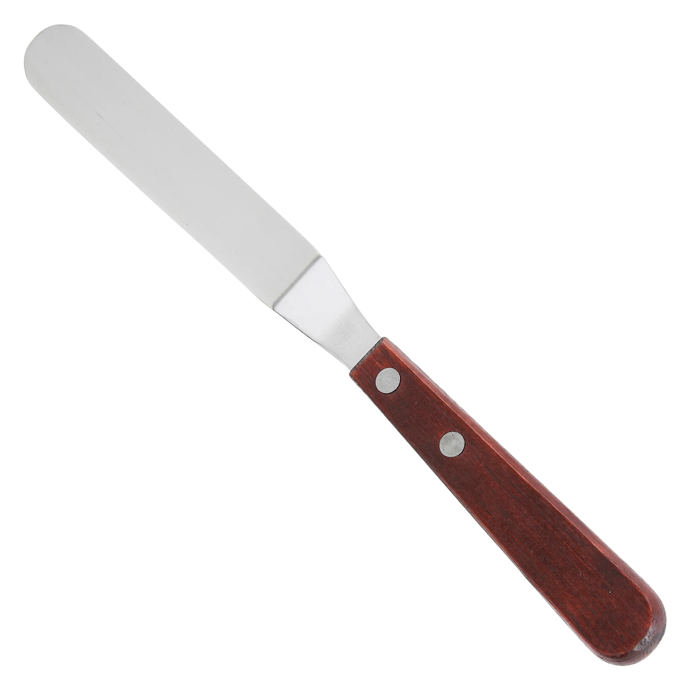 Winco TOS-4 3-1/2 Inch Blade Offset Spatula Dishwashing Safe Wood Handle Satin Finish - Image 2