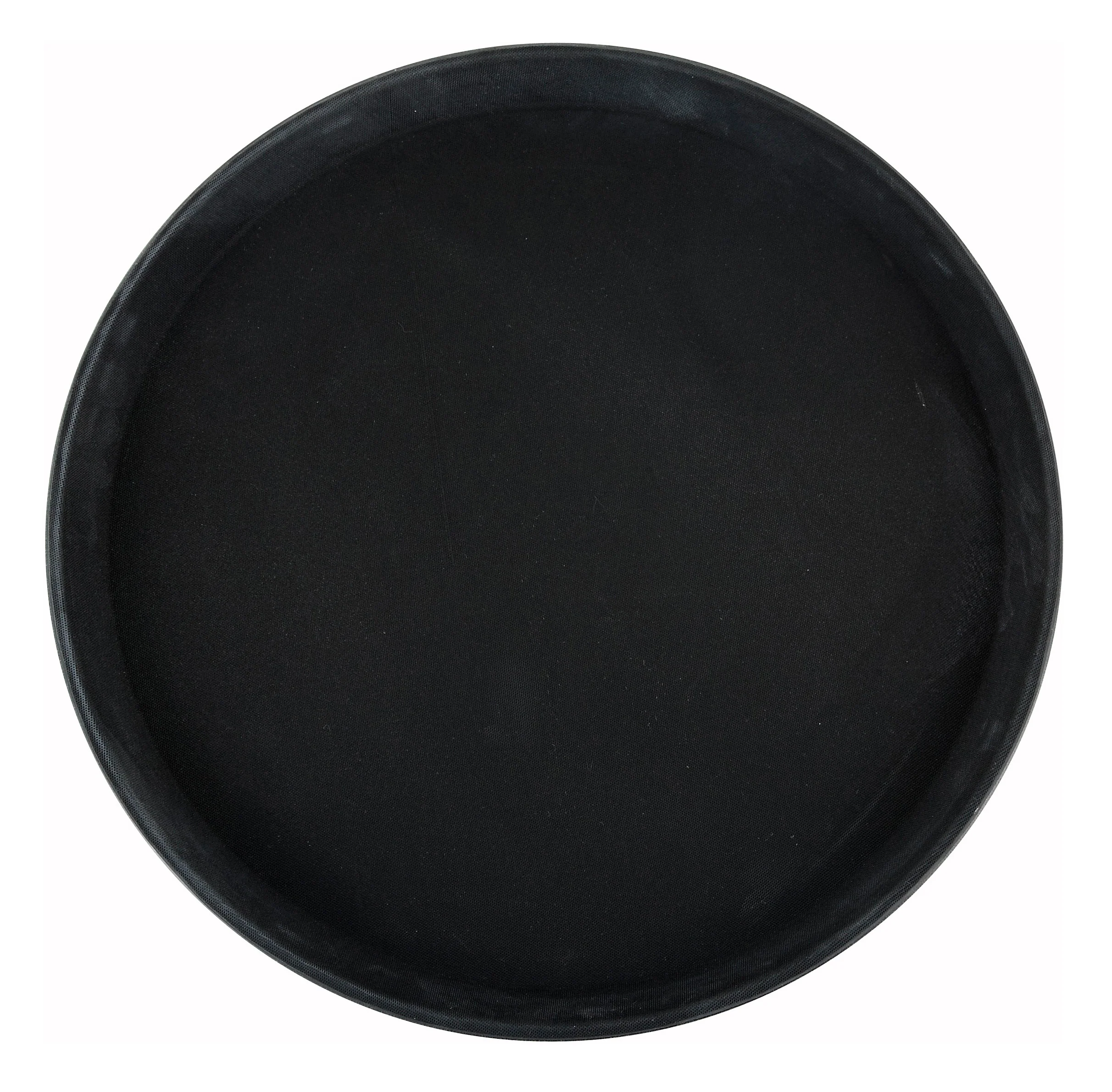 Winco TRH-14K 14 Inch Black Round Easy-Hold Serving Tray Plastic Rubber Lined - Image 2