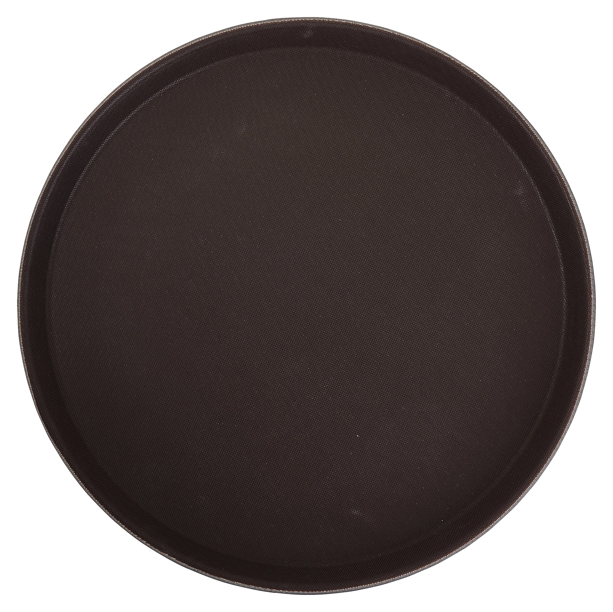 Winco TRH-16 16 Inch Diameter Round Rubber Lined Plastic Serving Tray Brown - Image 2