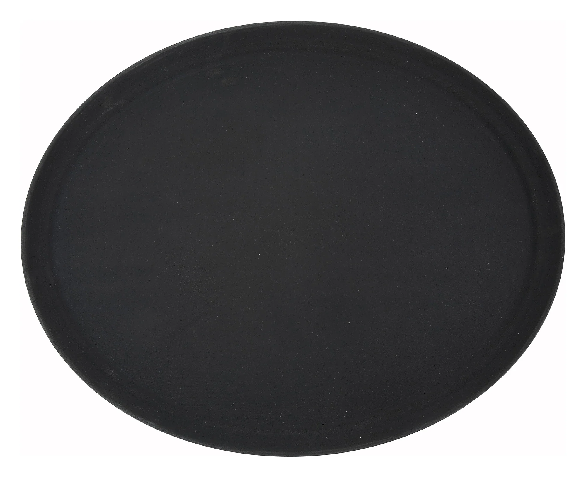 Winco TRH-2722K 27 Inch Oval Easy-Hold Tray Rubber Lined Plastic Black - Image 2