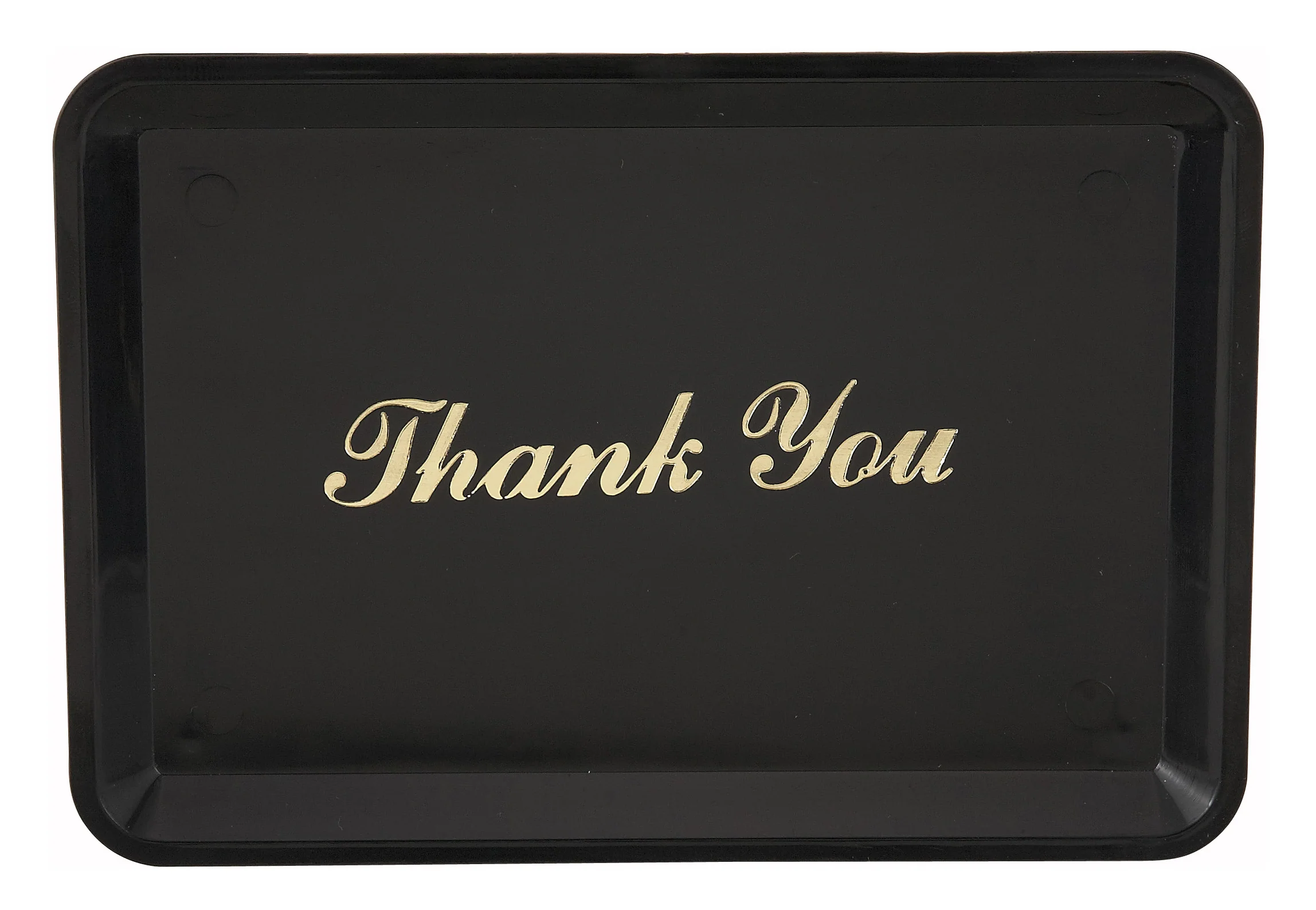 Winco TT-46 6.5 Inch Plastic Tip Tray Black with Gold Thank You Imprint