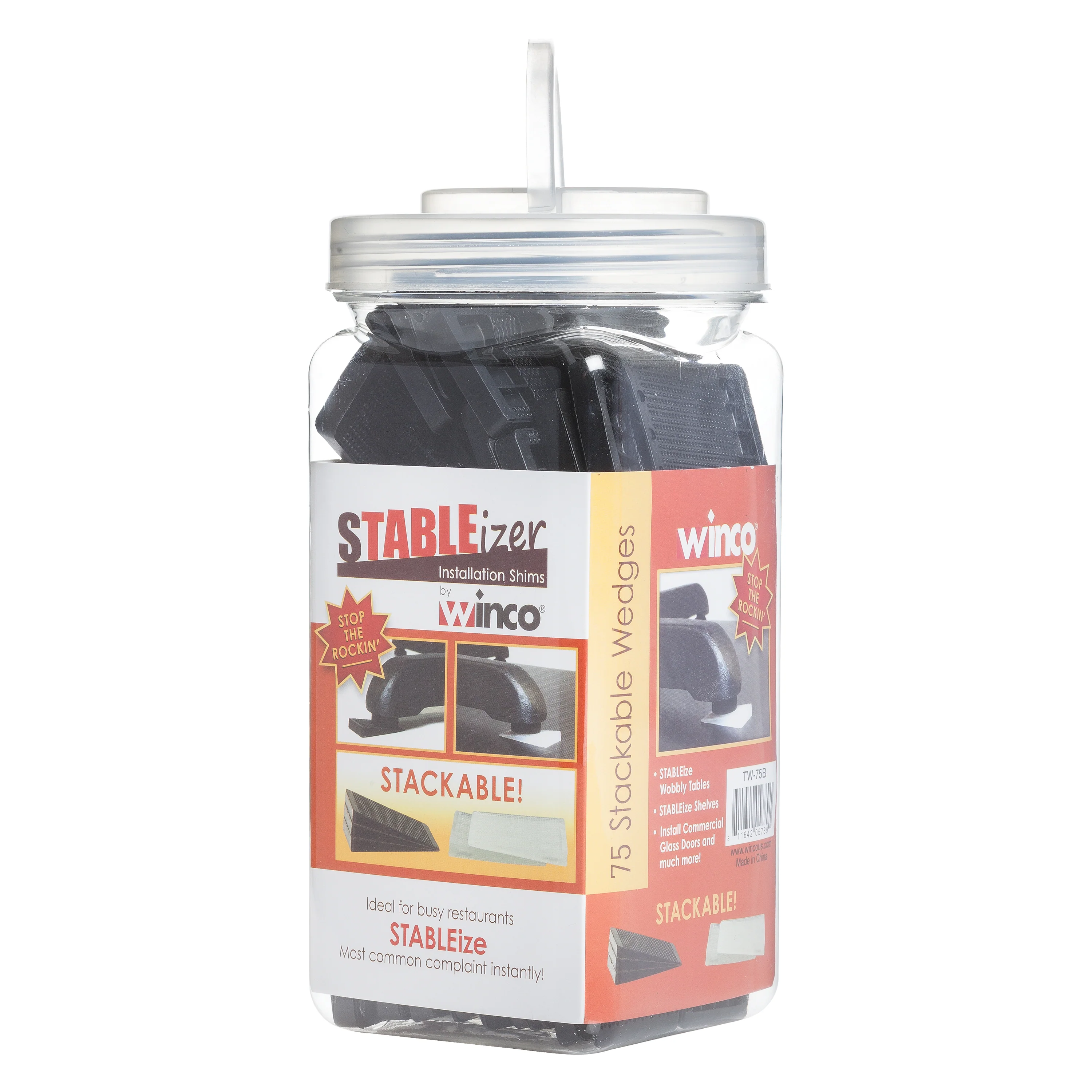 Winco TW-75B 2 Inch Stabilizer Table Wedge Flexible Vinyl Black 75 Packs - Image 2