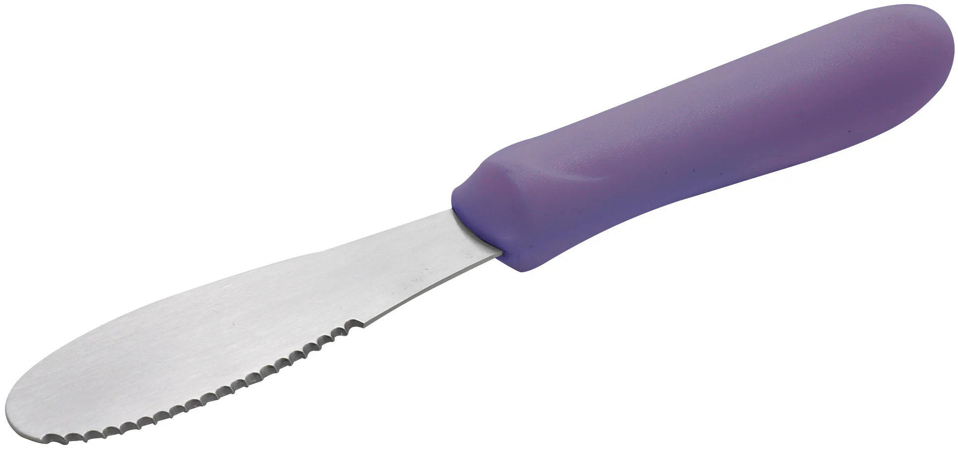 Winco TWP-31P 3-5/8 Inch x 1-1/4 Inch Stainless Steel Sandwich Spreader with Polypropylene Purple Handle - Image 3