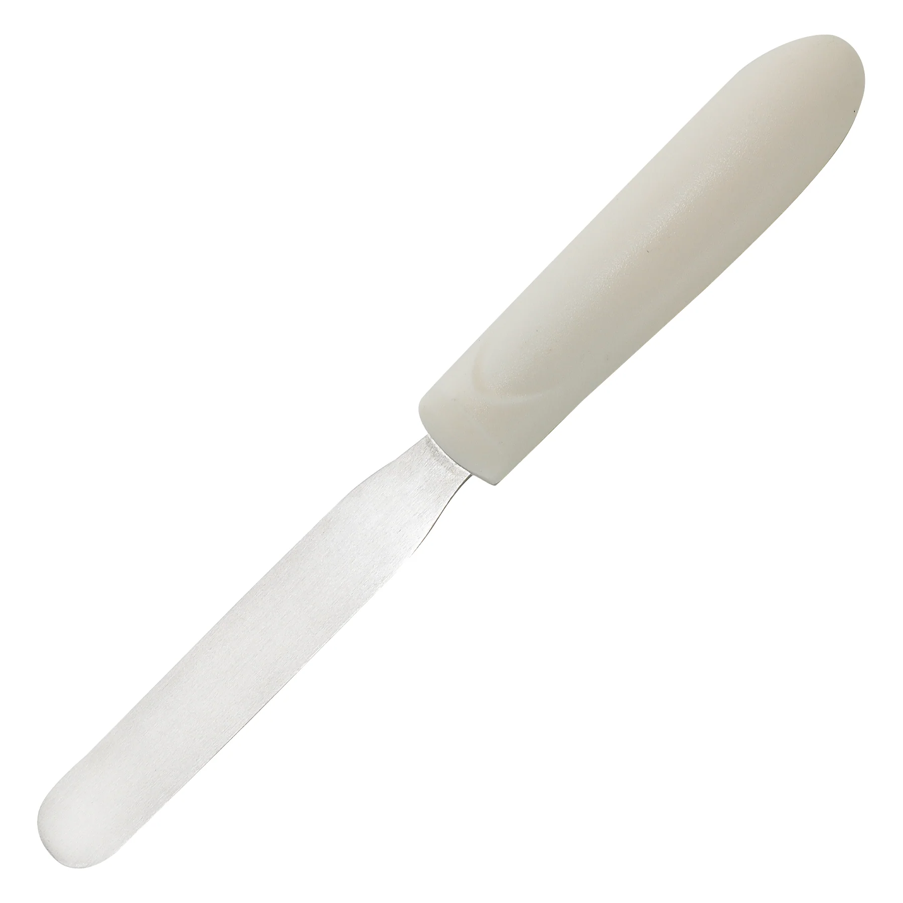 Winco TWPS-4 4 Inch Stainless Steel Bakery Spatula Slip-Resistant White Handle - Image 3