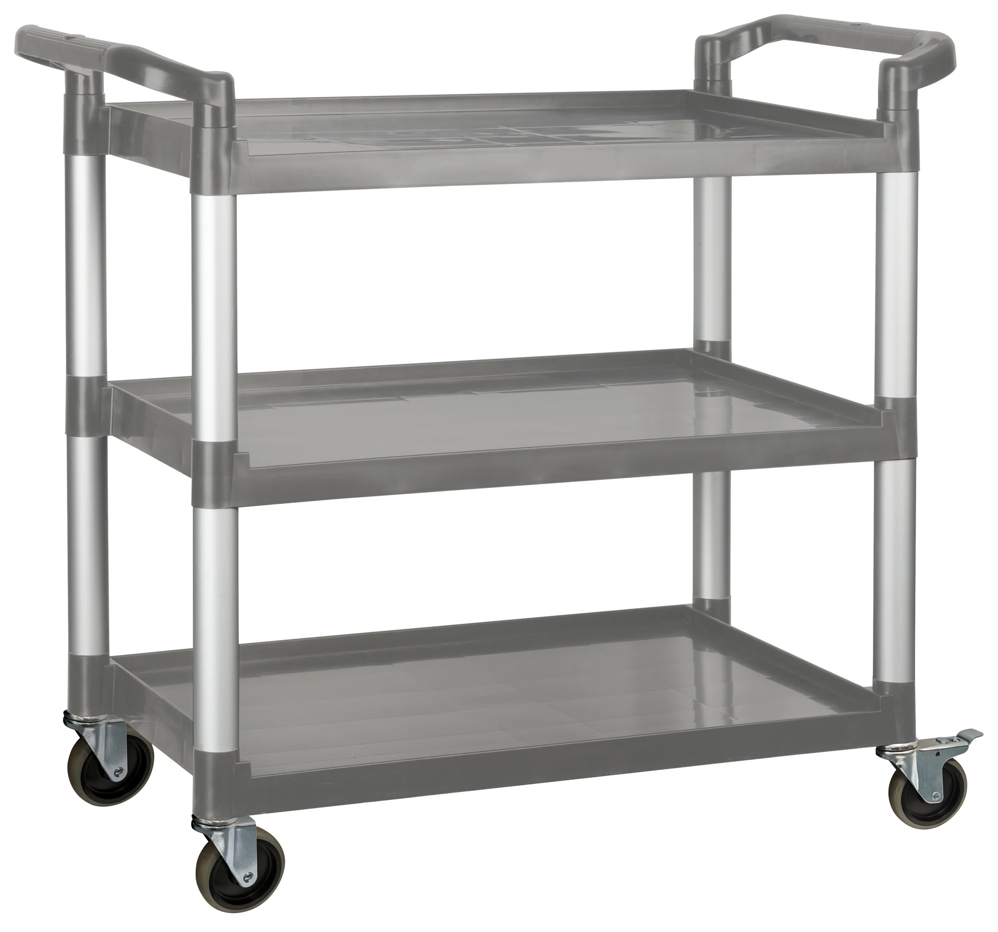 Winco UC-3019G 40 Inch 3-tier Utility Cart Plastic Gray 400 lb capacity - Image 2