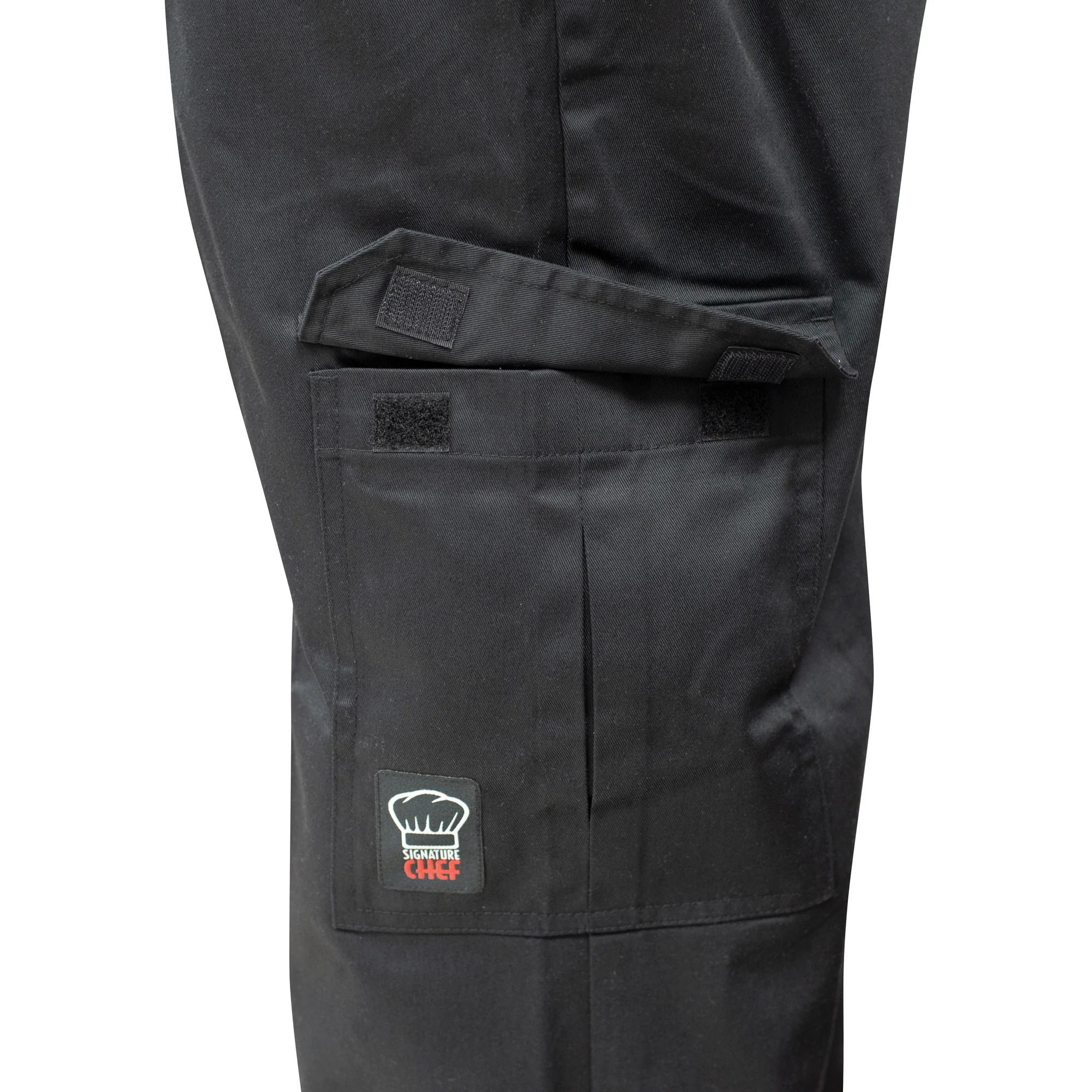 Winco UNF-11KXL Cargo Chef Pants XL Black Poly-Cotton with Drawstring - Image 3