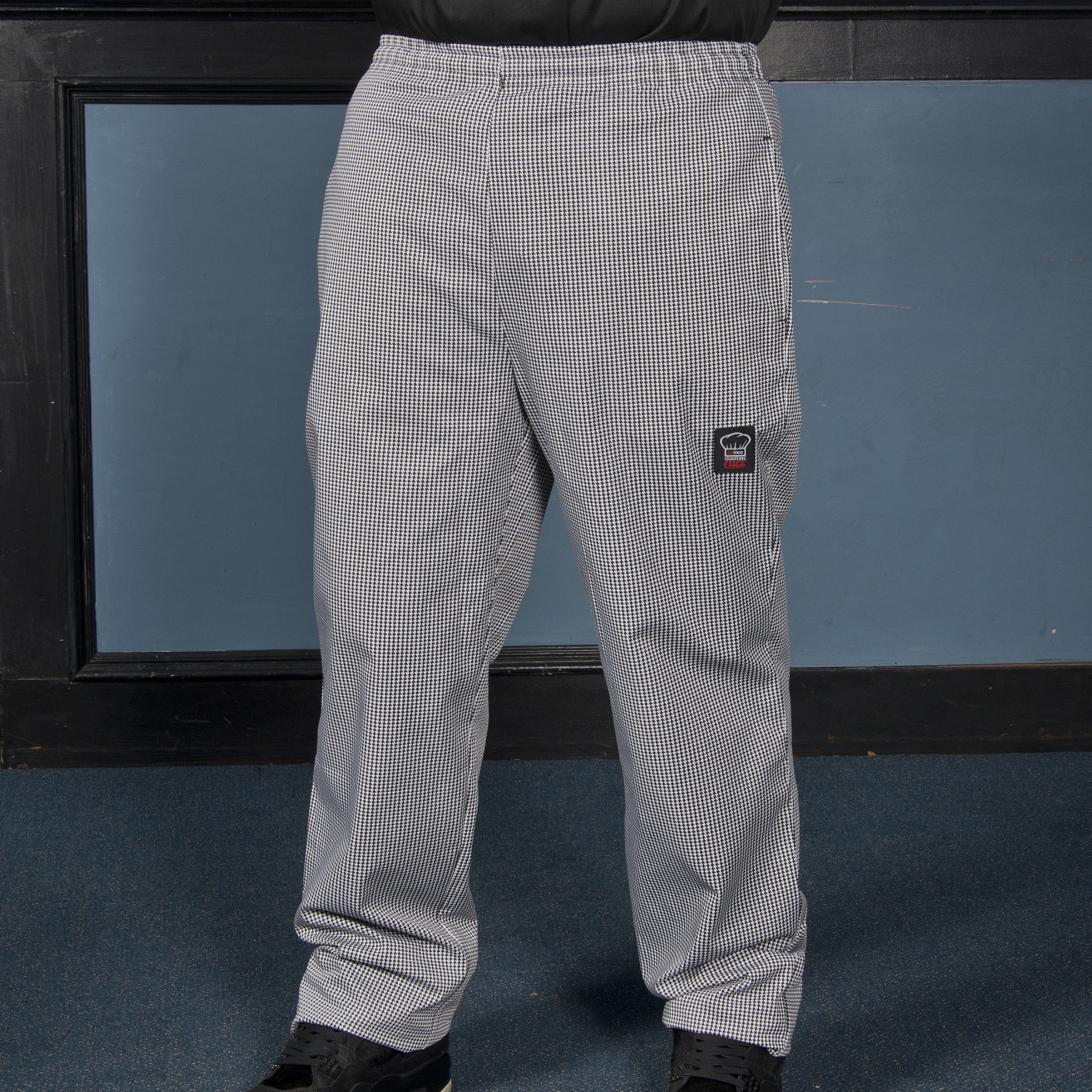Winco UNF-4KXXL Houndstooth Chef Pants 2XL Relaxed Fit with Drawstring - Image 2