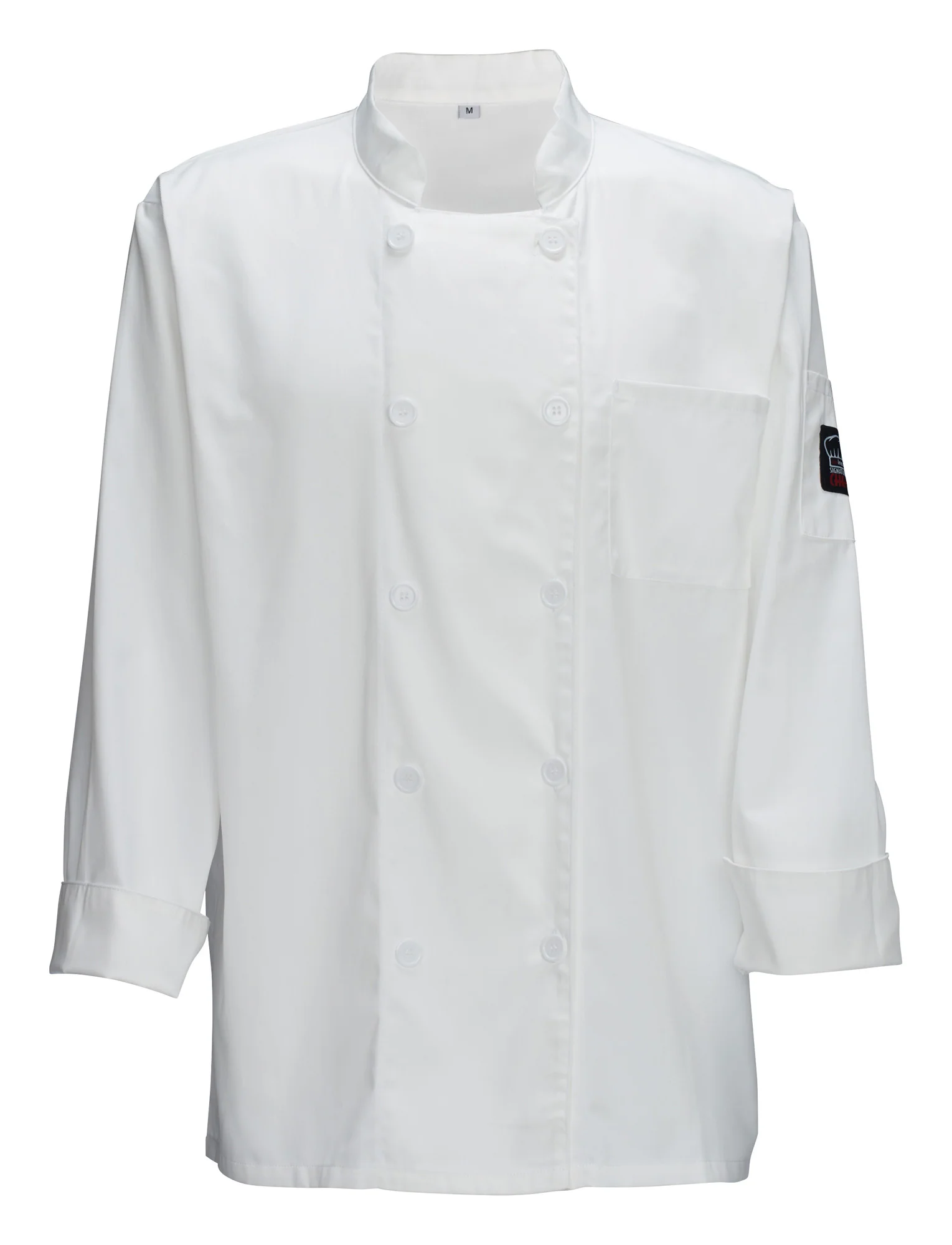 Winco UNF-5W3XL Chef Jacket 3XL Universal Fit Double Breasted with Pockets White Poly-Cotton - Image 2