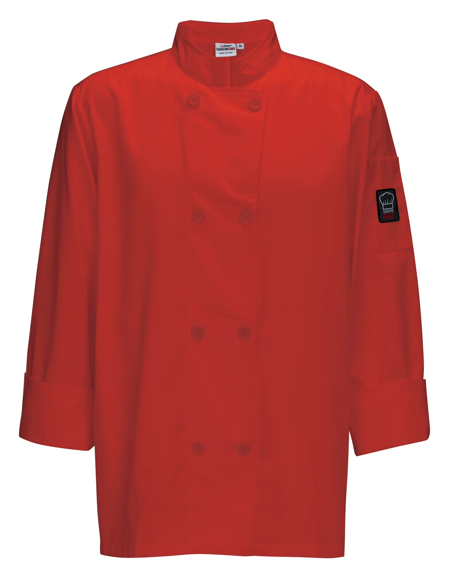 Winco UNF-6RL 20 Inch Red Mulholland Chef Jacket with Thermometer Pocket Poly-Cotton