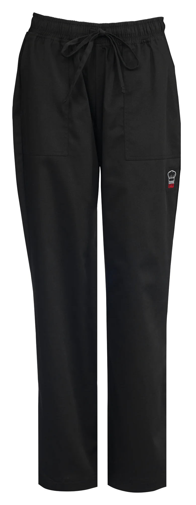 Winco UNF-8KM Medium Women's Chef Pants Elastic Waistband Drawstring Black