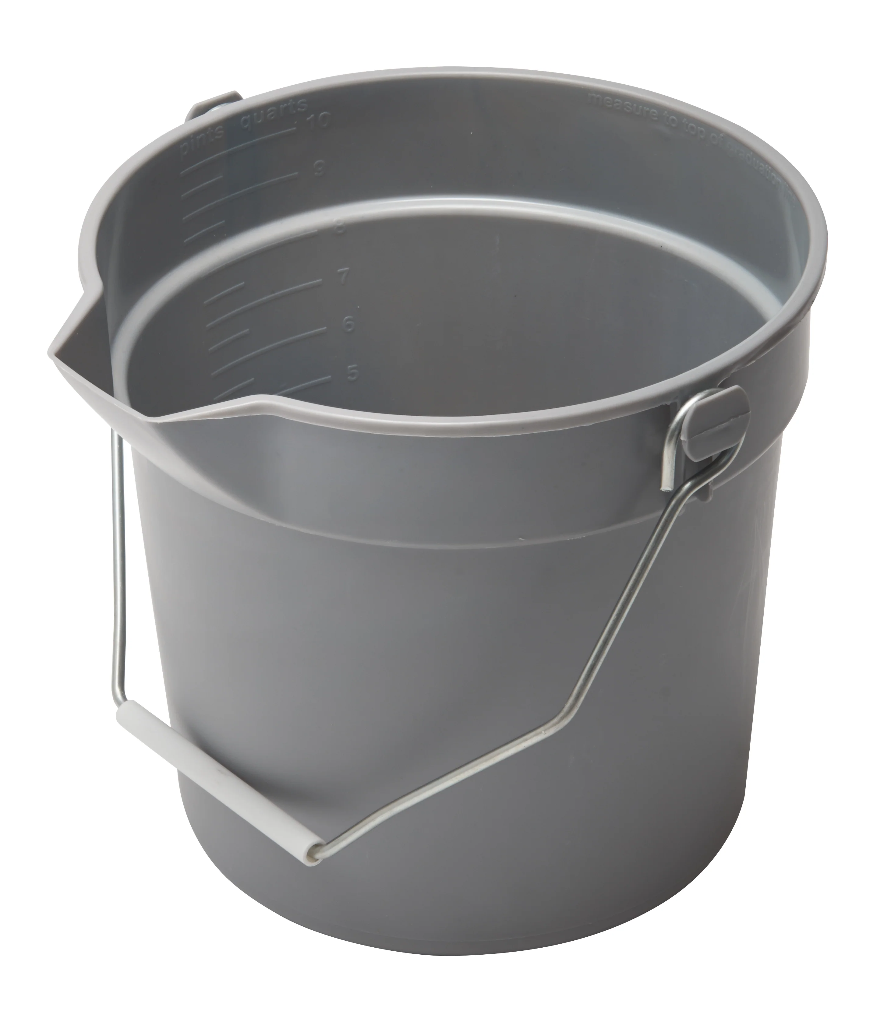 Winco UPP-10G 10 Qt Utility Pail with Pour Spout Molded Graduations Gray Plastic - Image 2