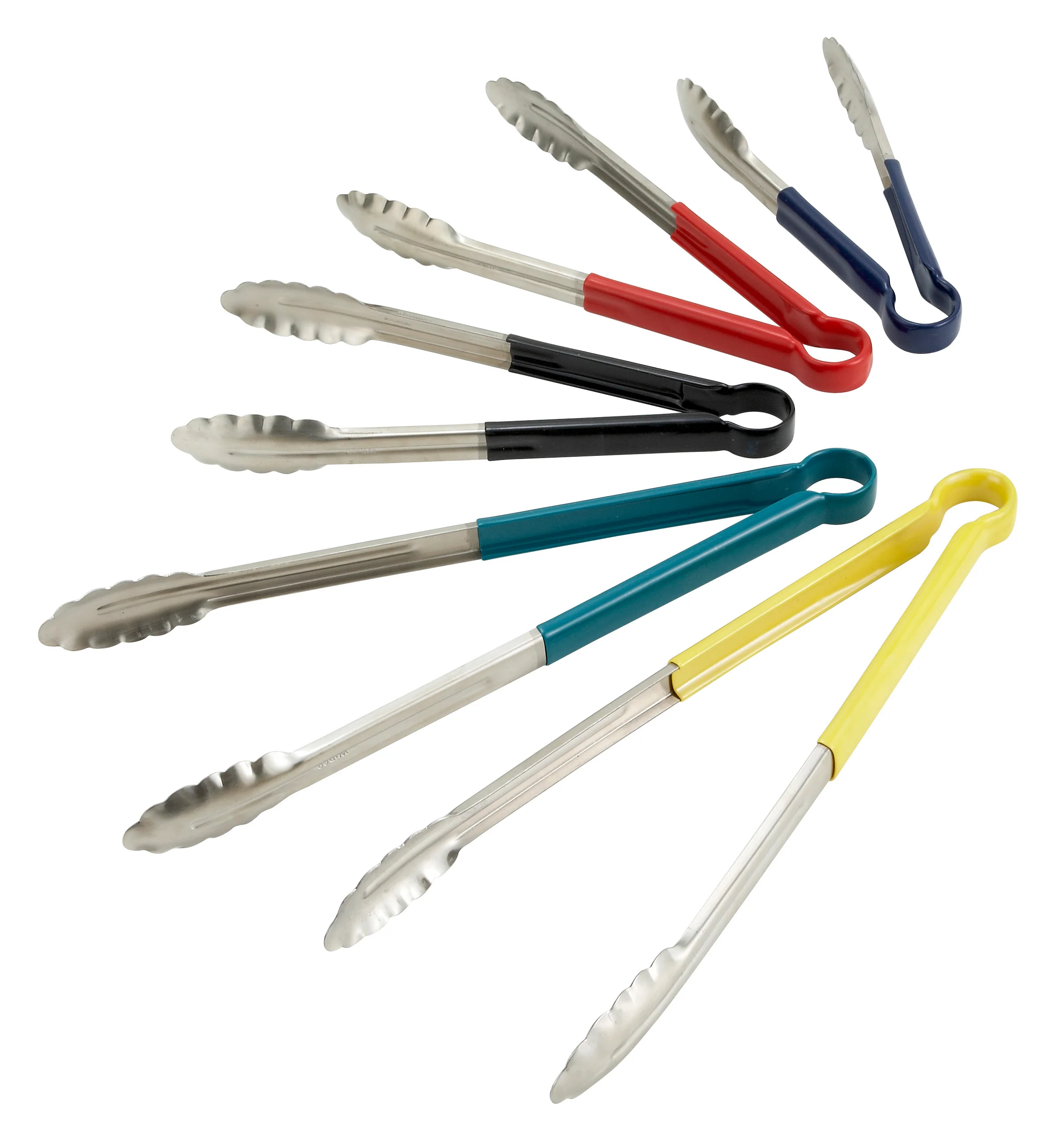 Winco UT-12HP-R 12 Inch Heavy Duty Plastic Handle Tongs Red Stainless Steel - Image 2