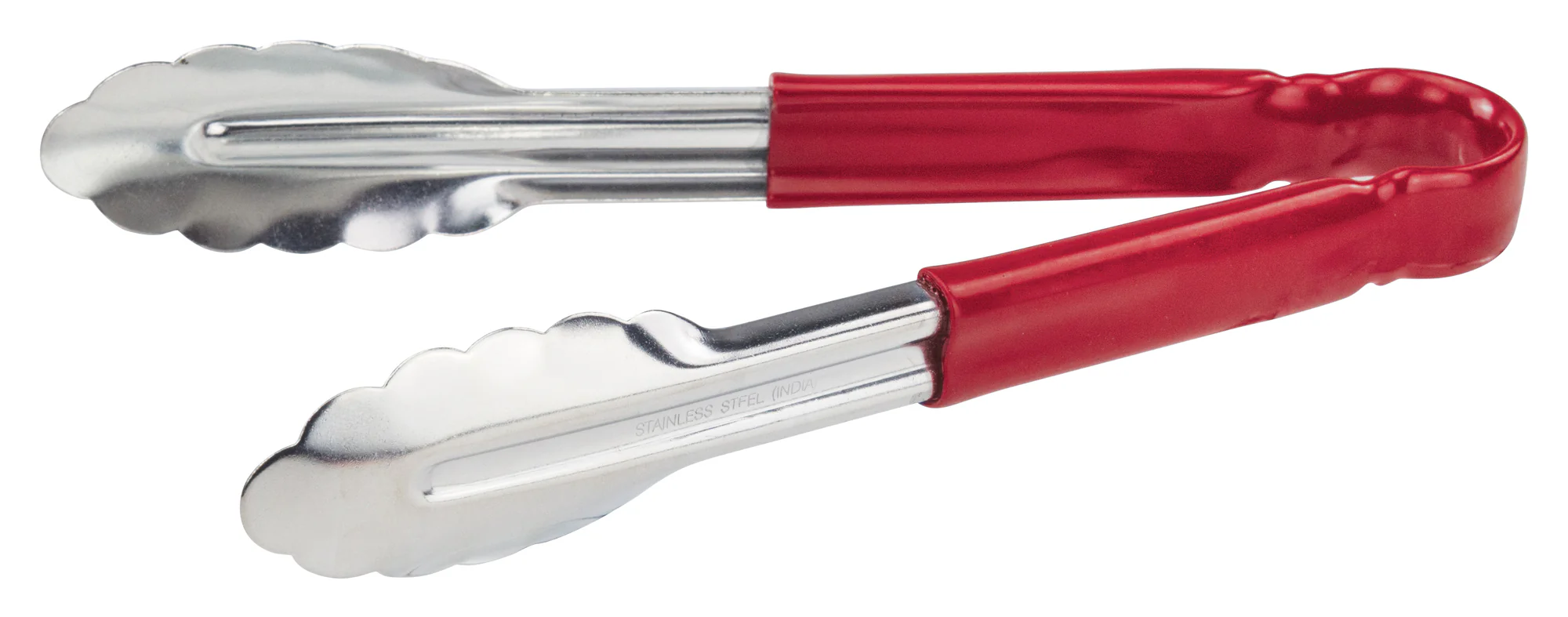 Winco UT-9HP-R 9 Inch Utility Tongs for Cold Food Service Red Stainless Steel - Image 2