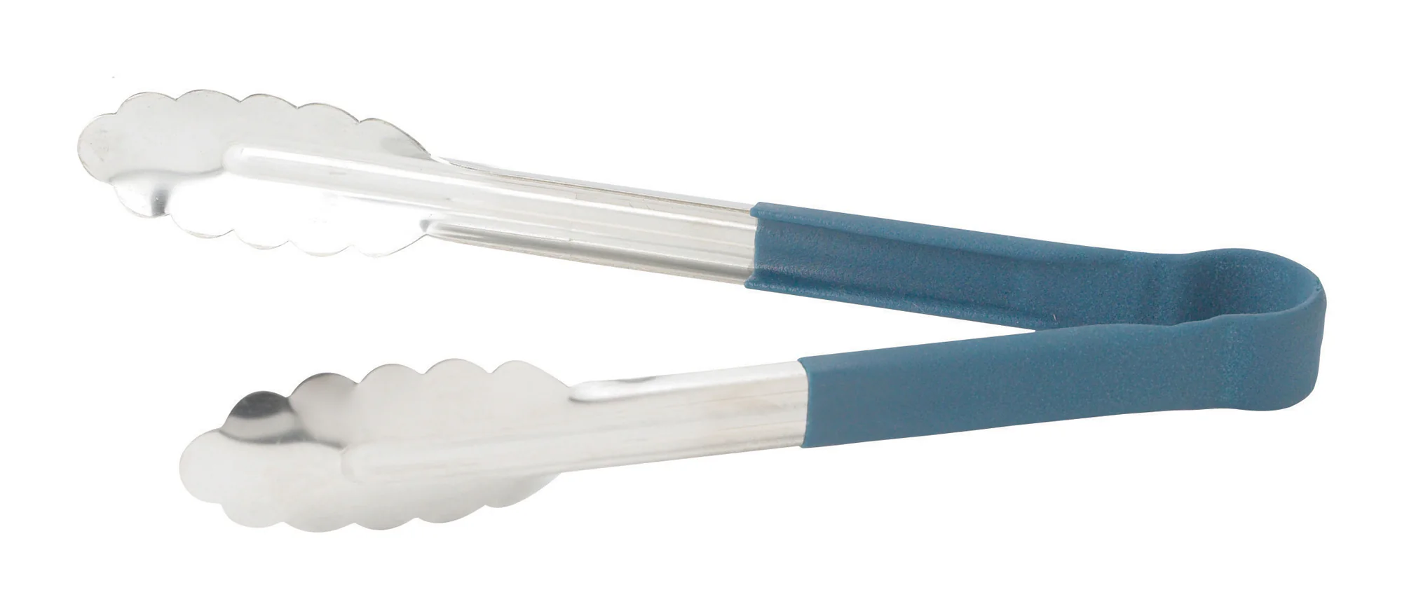 Winco UTPH-9B 9 Inch Utility Tongs Non-slip Polypropylene Coated Blue Stainless Steel - Image 3