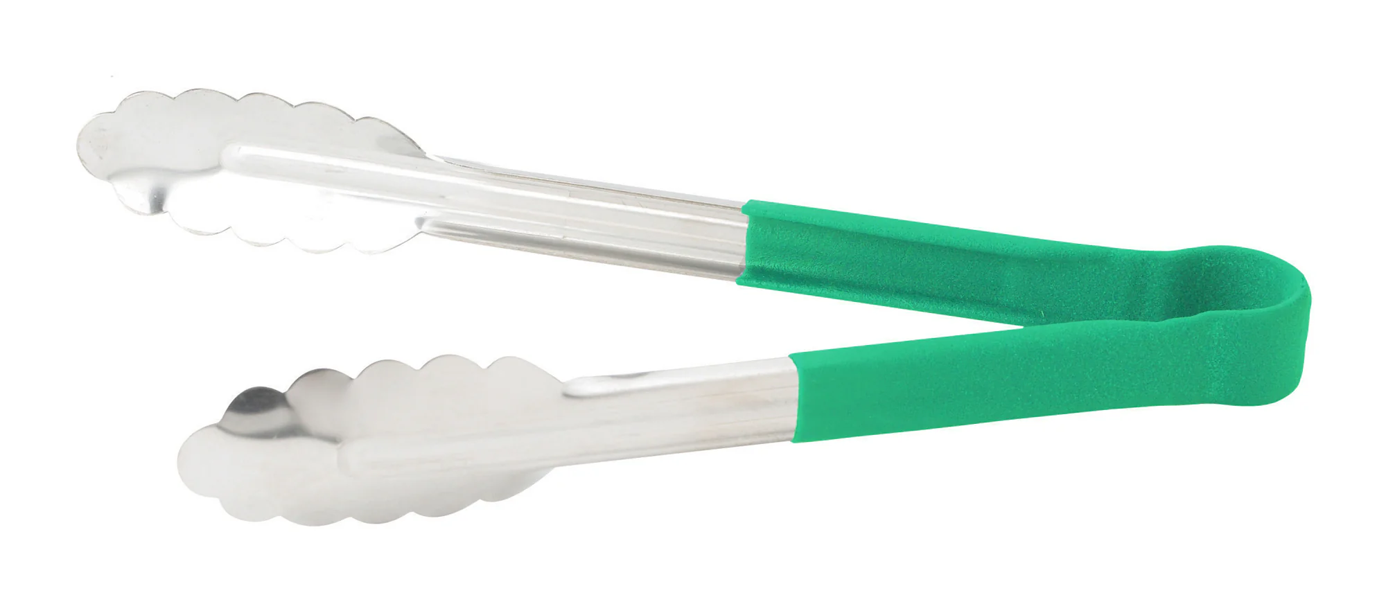 Winco UTPH-9G 9 Inch Utility Tongs Non-slip Polypropylene Coated Green Stainless Steel - Image 2