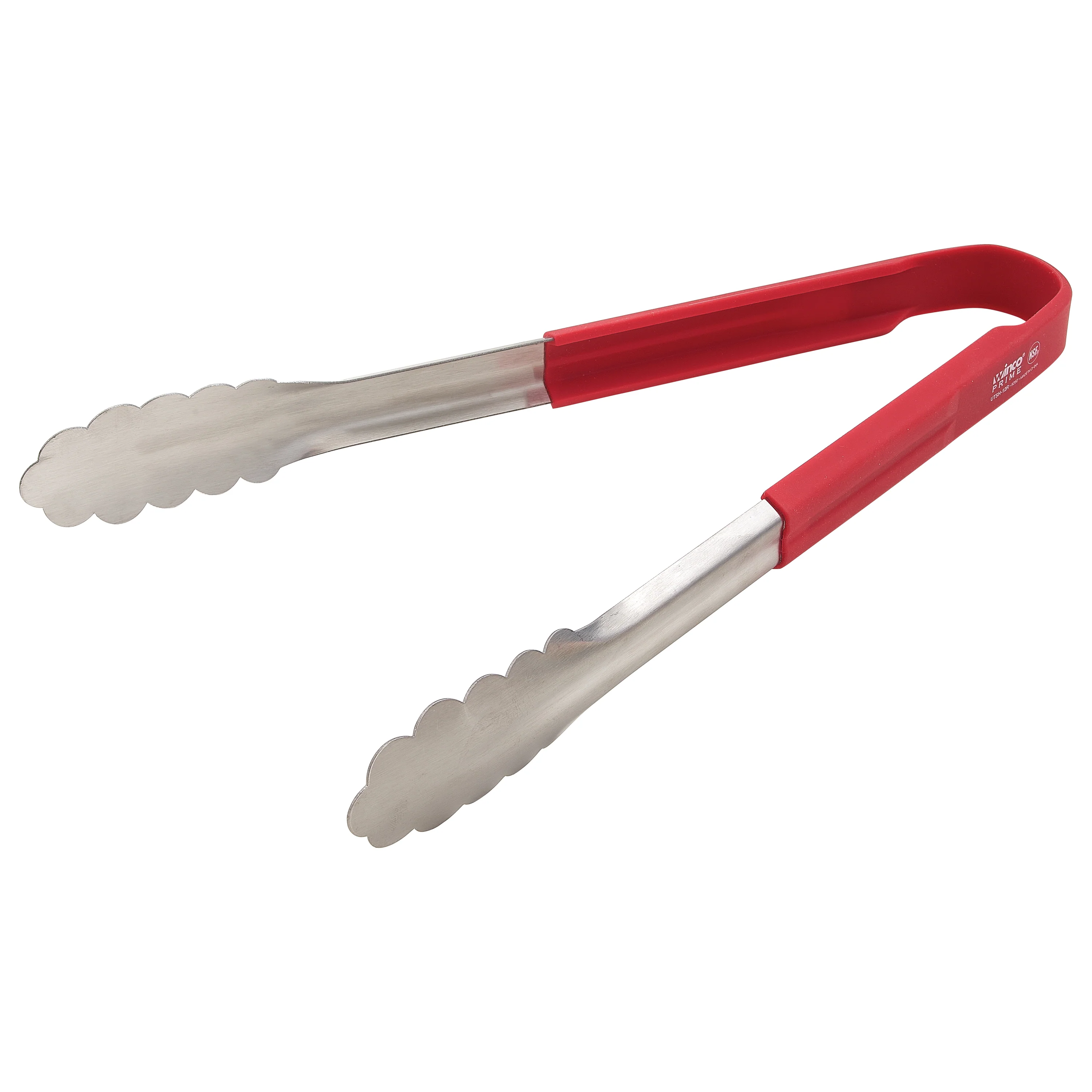 Winco UTSH-12R 12 Inch Utility Tongs Red Silicone Handle Stainless Steel - Image 2