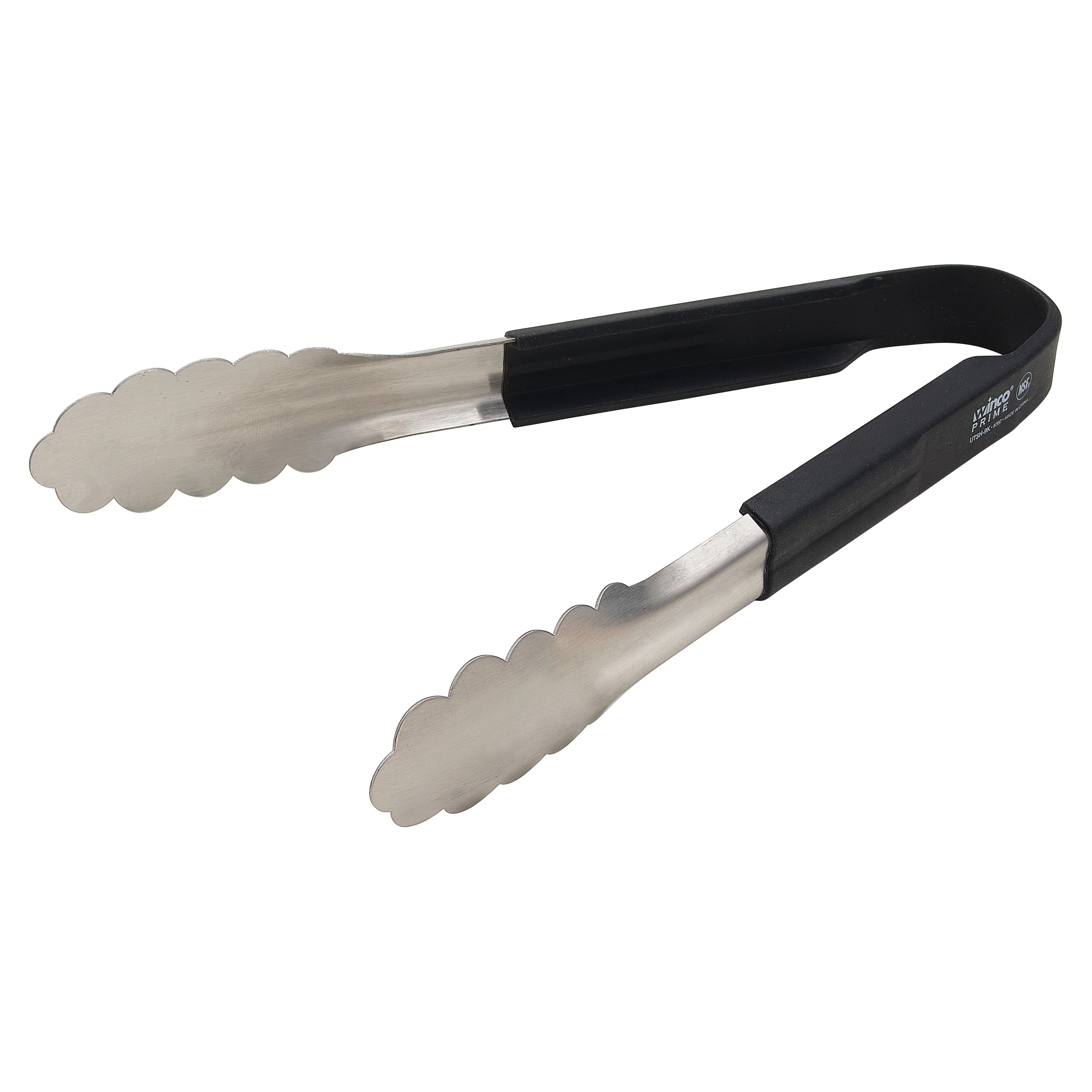 Winco UTSH-9K 9 Inch Utility Tongs with Black Silicone Handle Stainless Steel - Image 2